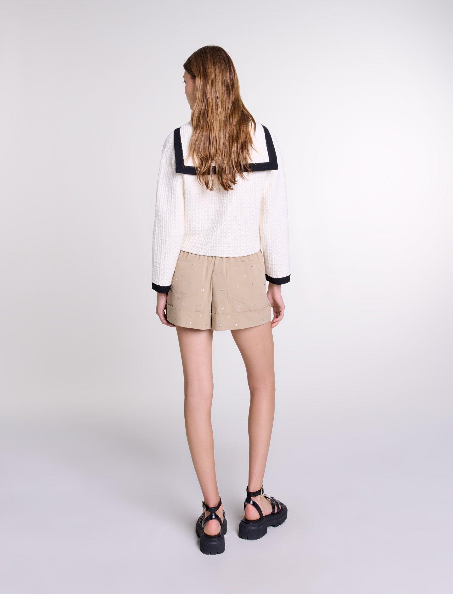 Contrast collar cardigan White For Women | Maje Contrast collar cardigan White For Women | Maje
