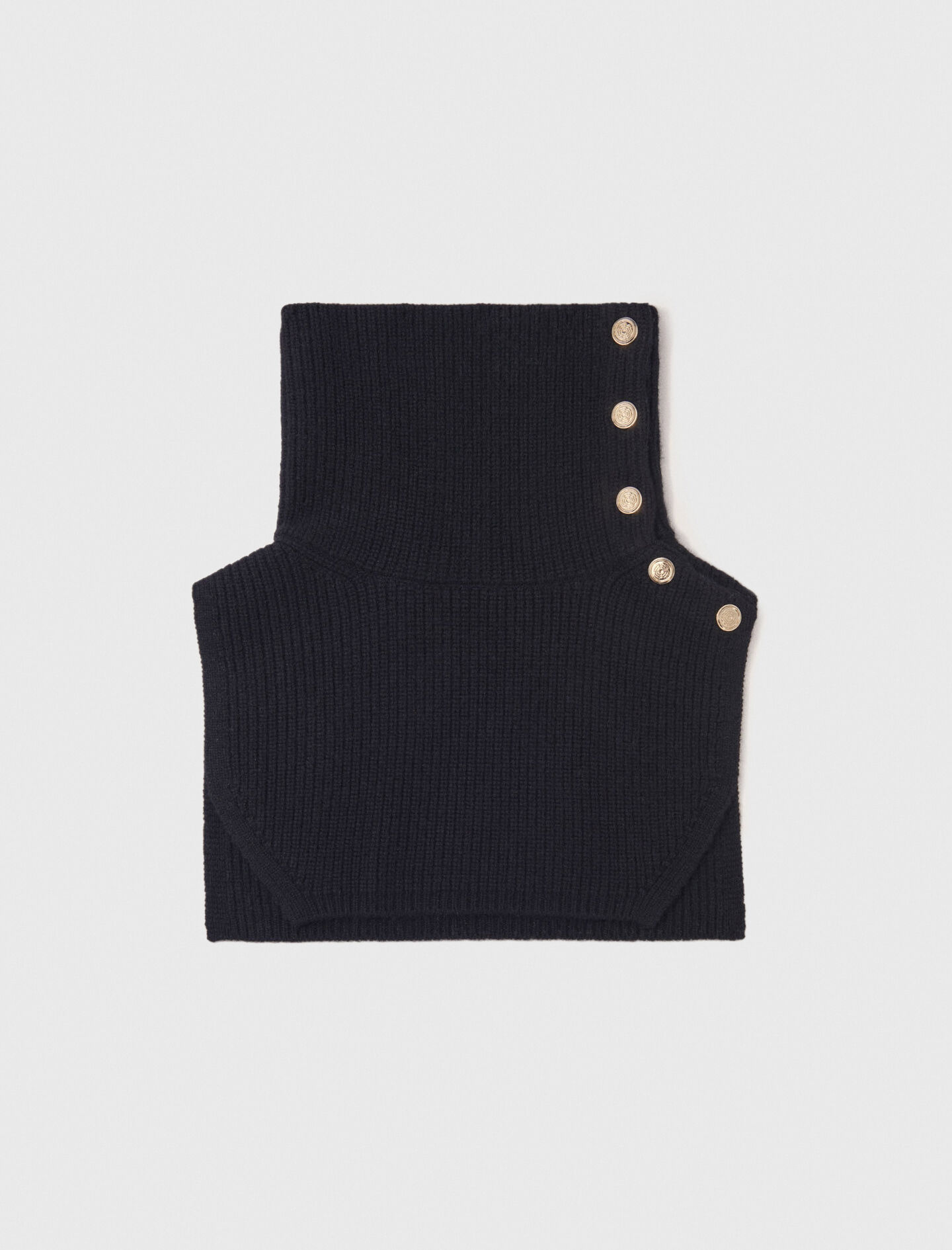 Button-up wool mix collar wrap Black / Gray For Women | Maje