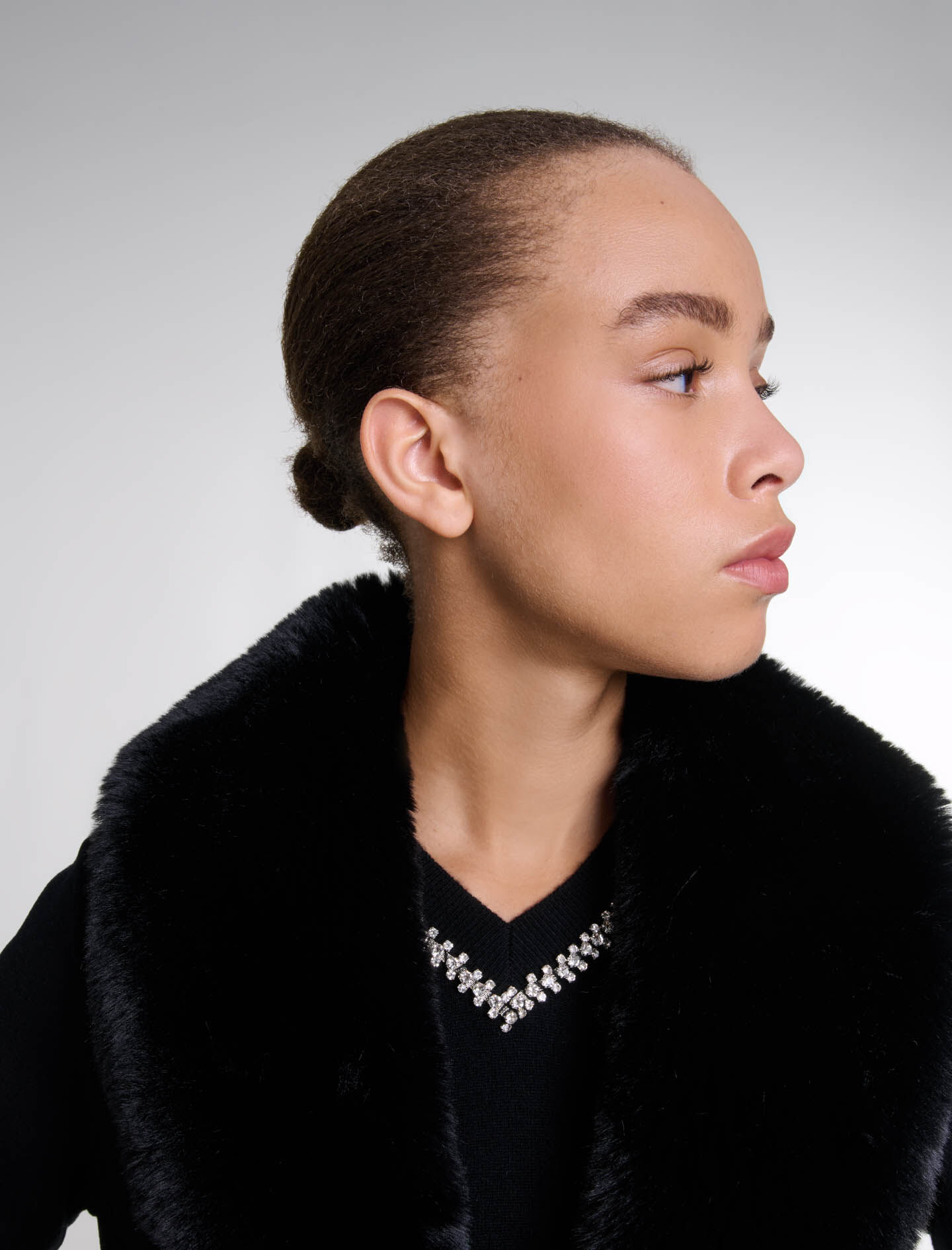 Double-faced mid-length coat Black / Gray For Women | Maje Double-faced mid-length coat Black / Gray For Women | Maje
