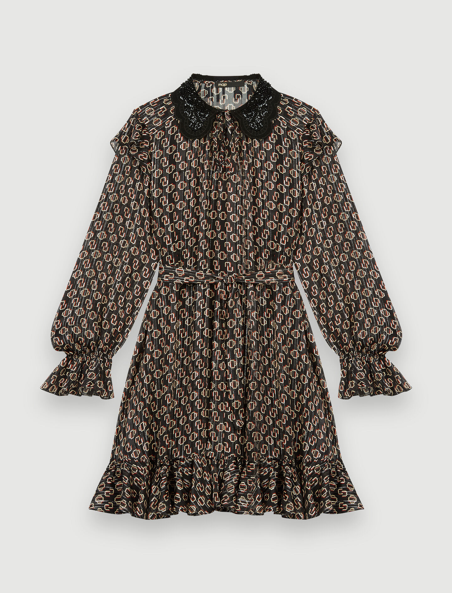Printed lurex chiffon dress