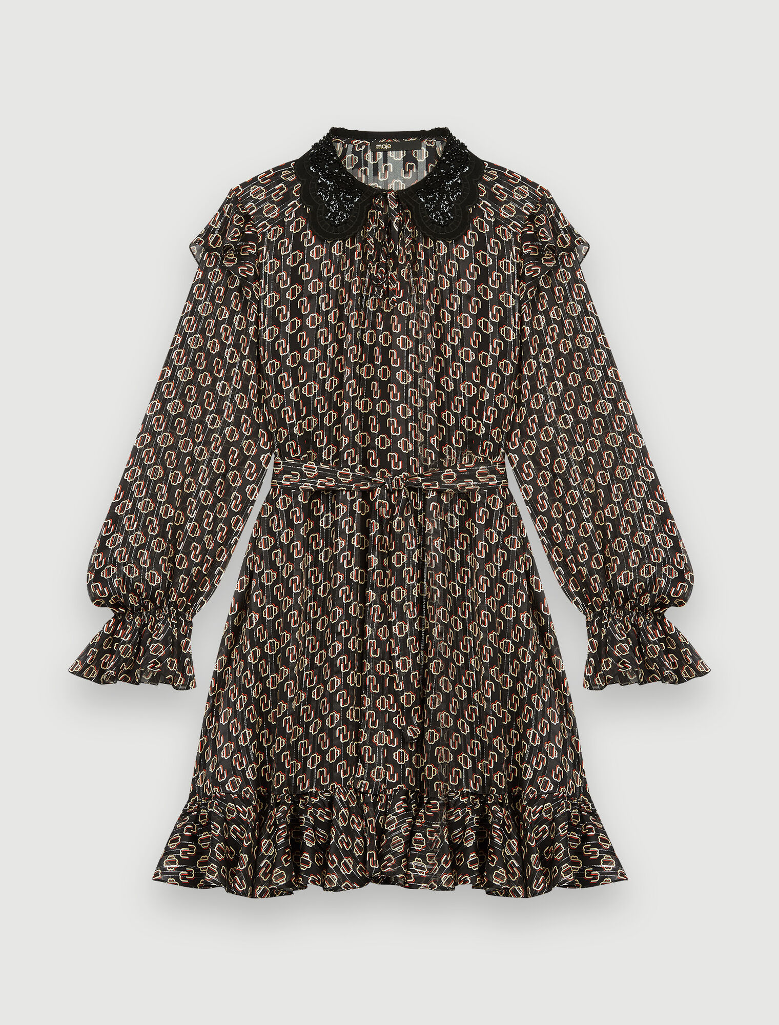 Printed lurex chiffon dress