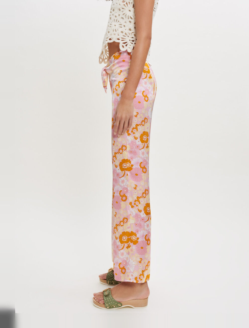＊美品＊ アメリ FLOWER PRINT VELOUR PANTS AMERI FLOWER PRINT VELOUR PANTS M