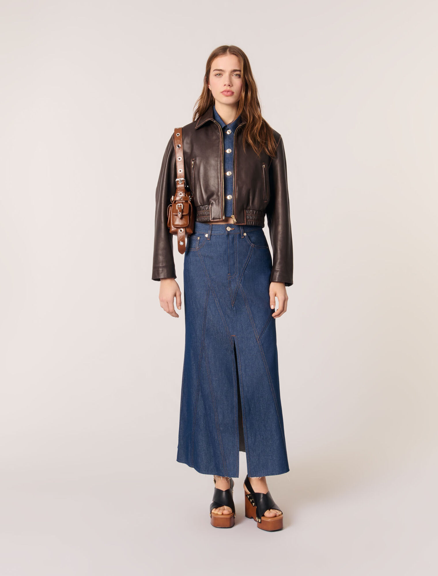 Long denim skirt