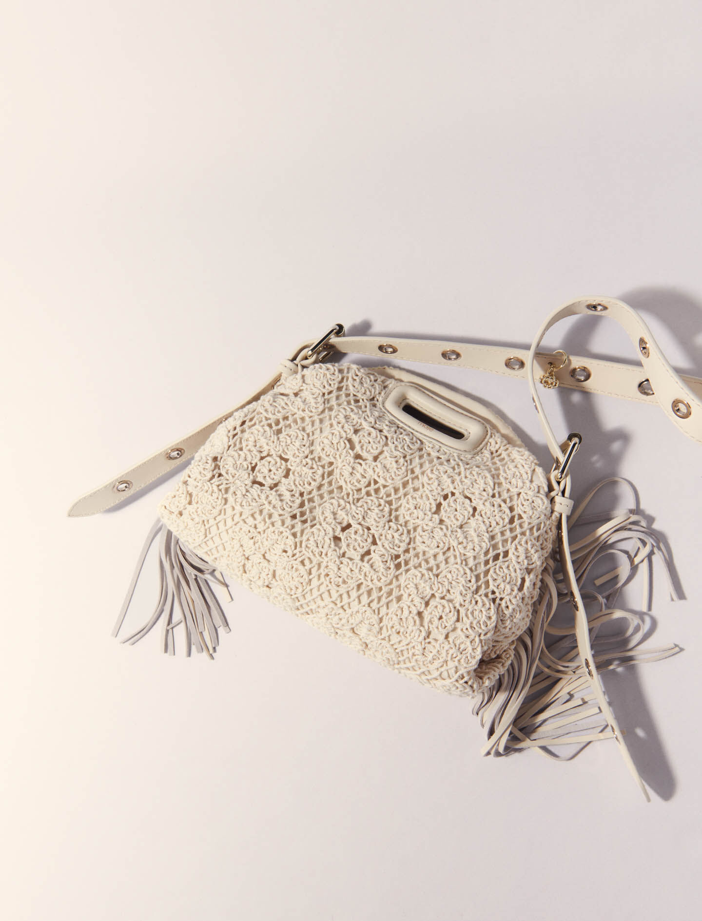 【3WAY仕様】MAJE フラワークロシェ ミニ MISS M バッグ Crochet-knit mini Miss M bag White For Women | Maje