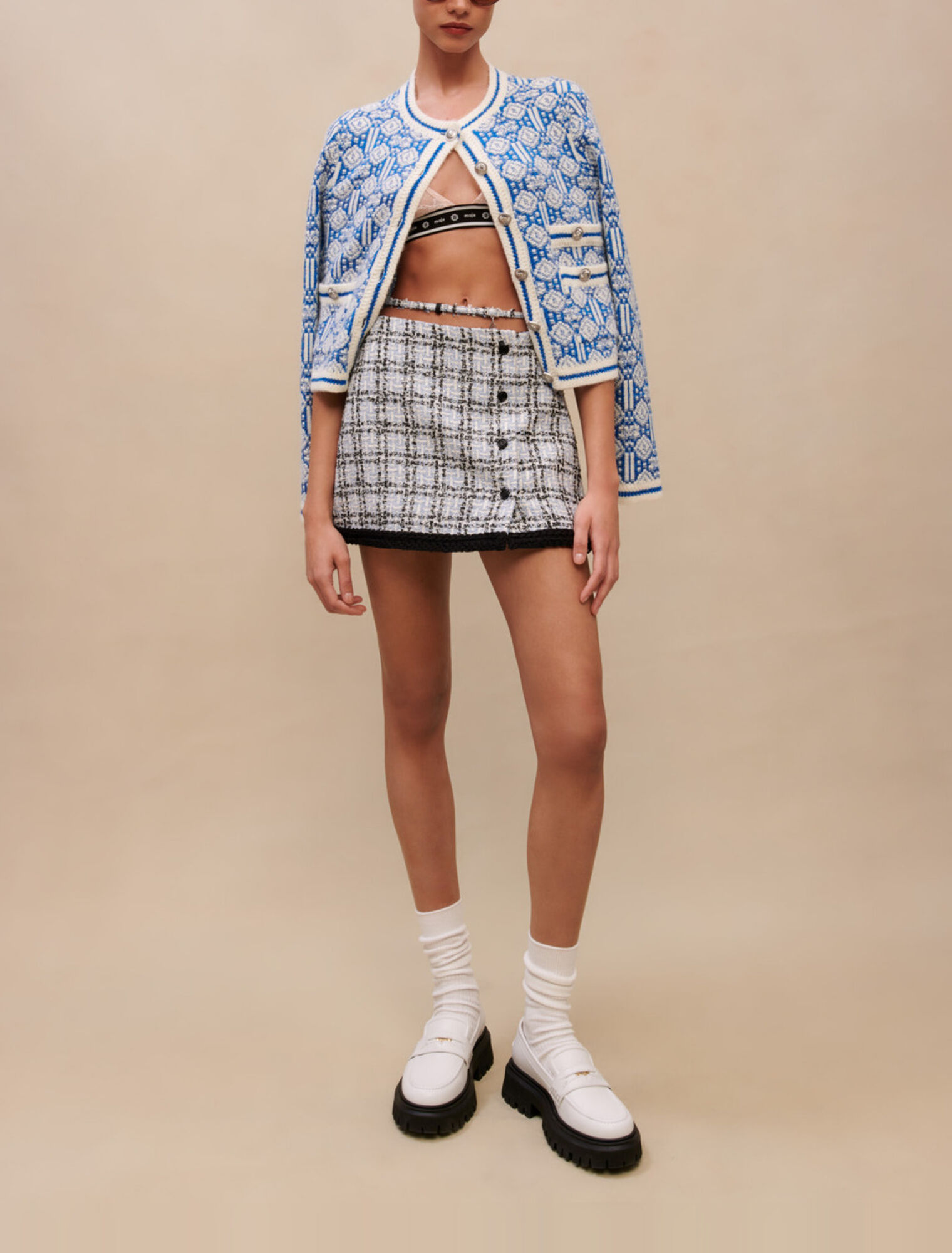 Checked tweed skirt