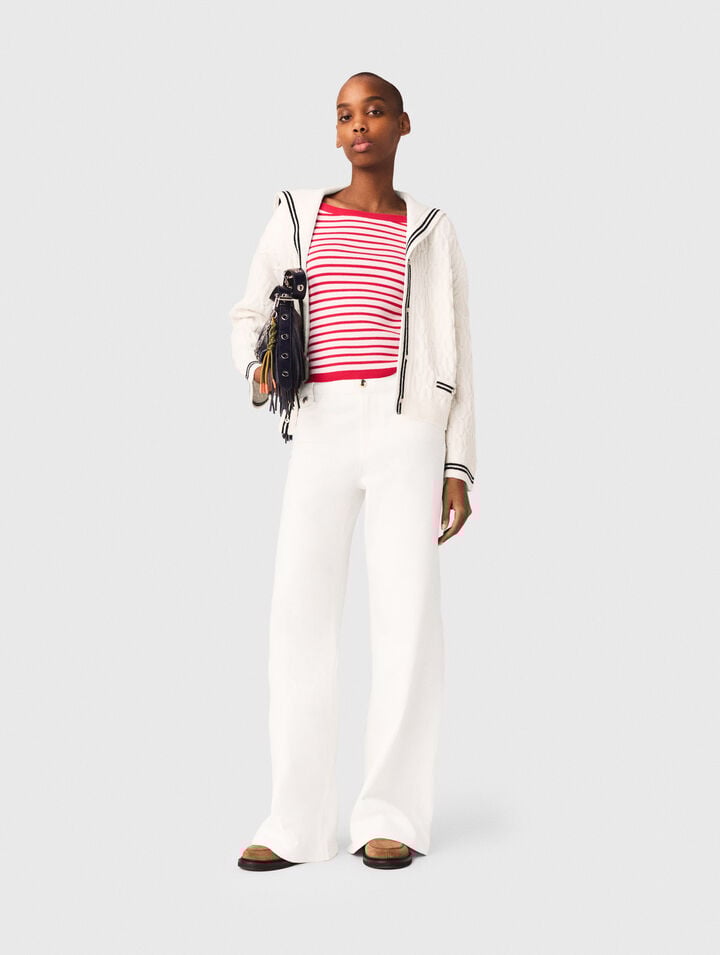 Cable-knit boat neck cardigan