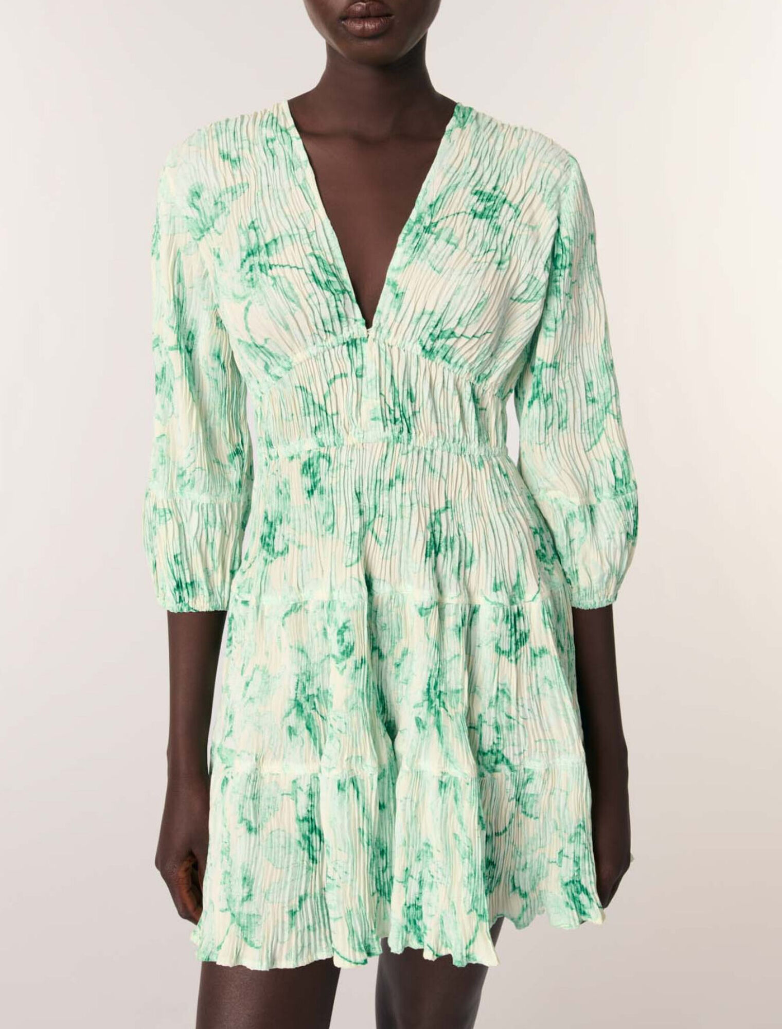 green pleated mini dress Patterned For Women Maje clothing