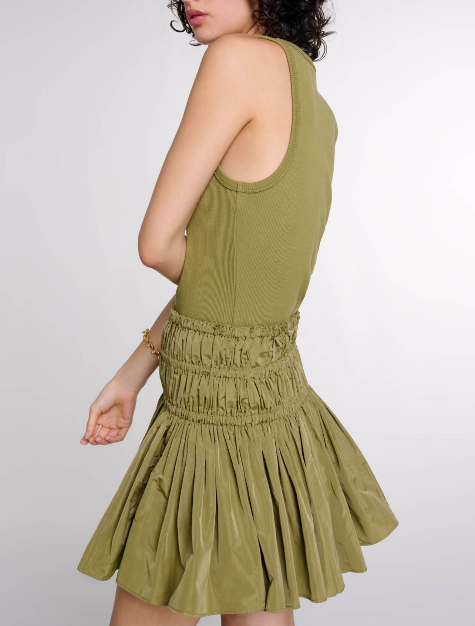 Short taffeta mini-skirt