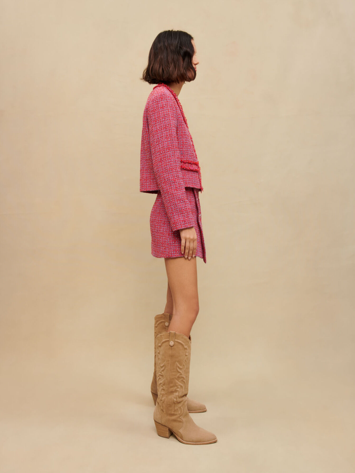 Tweed jacket Pink For Women | Maje