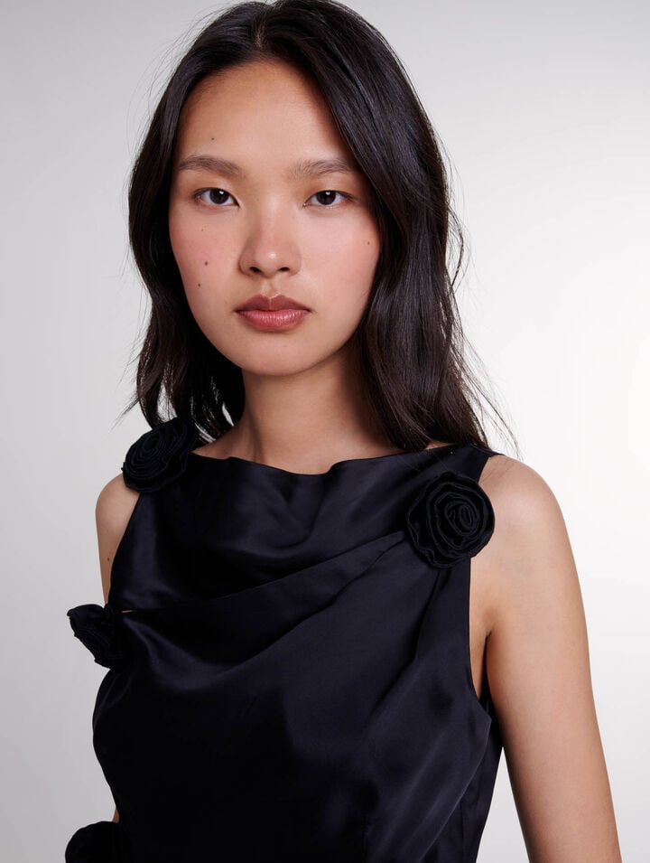 Satin-effect draped top