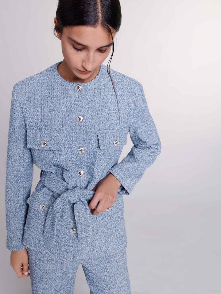 Belted tweed jacket