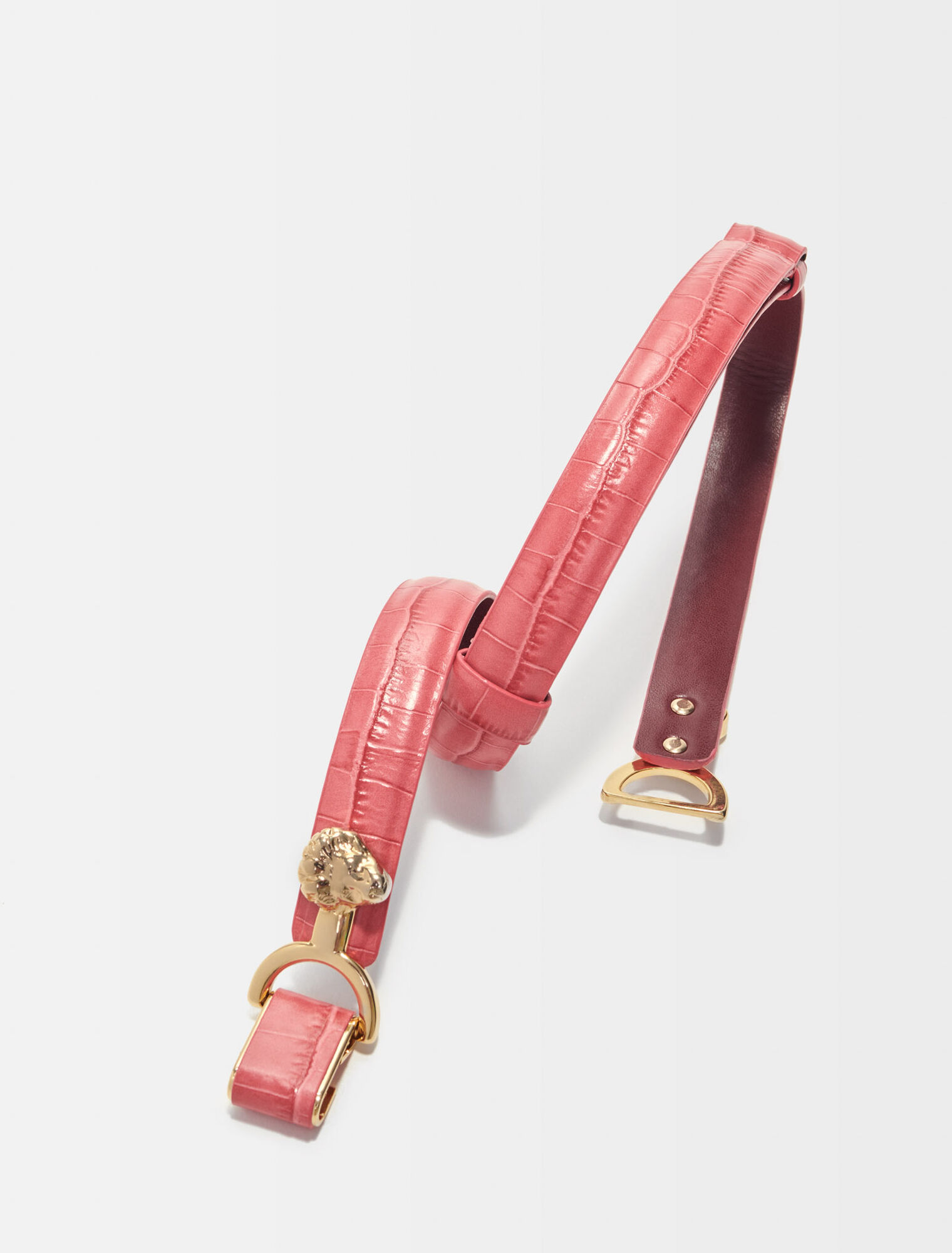 Thin leather belt with lion bit