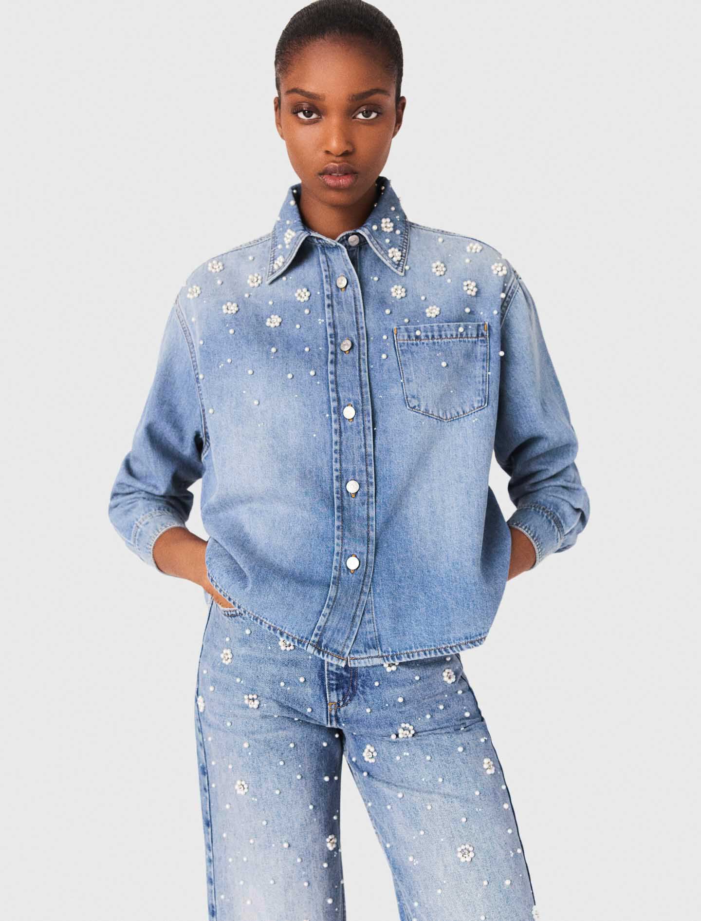 Denim shirt jacket Blue For Women | Maje