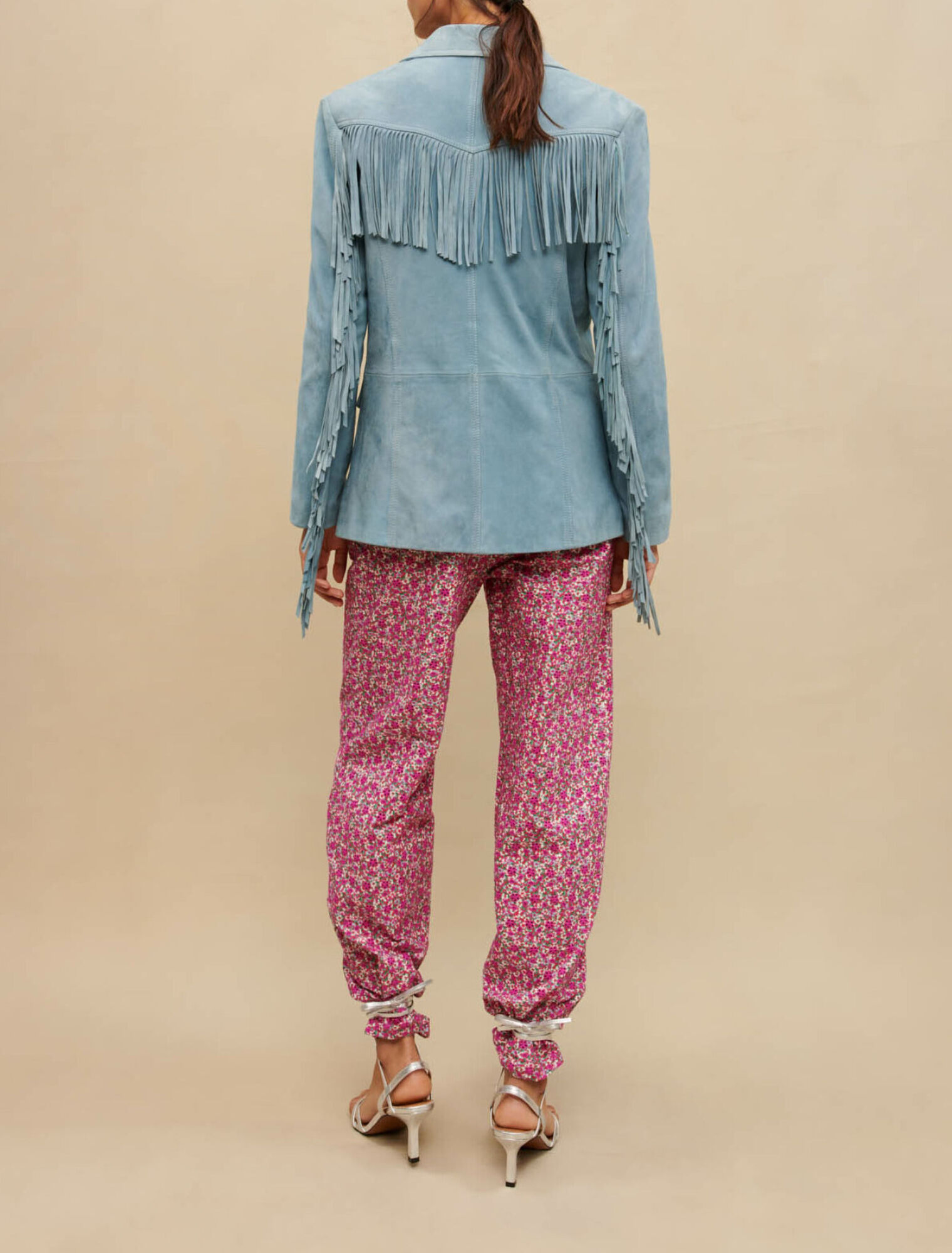 Suede leather jacket with fringing