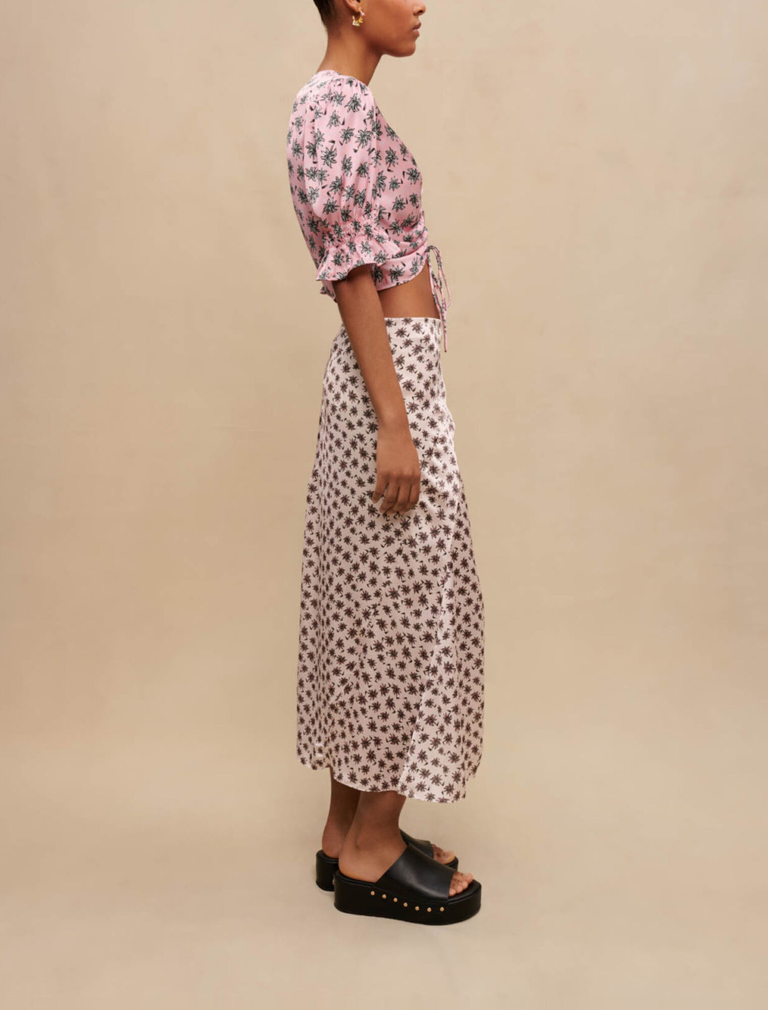Palm-tree print crop top