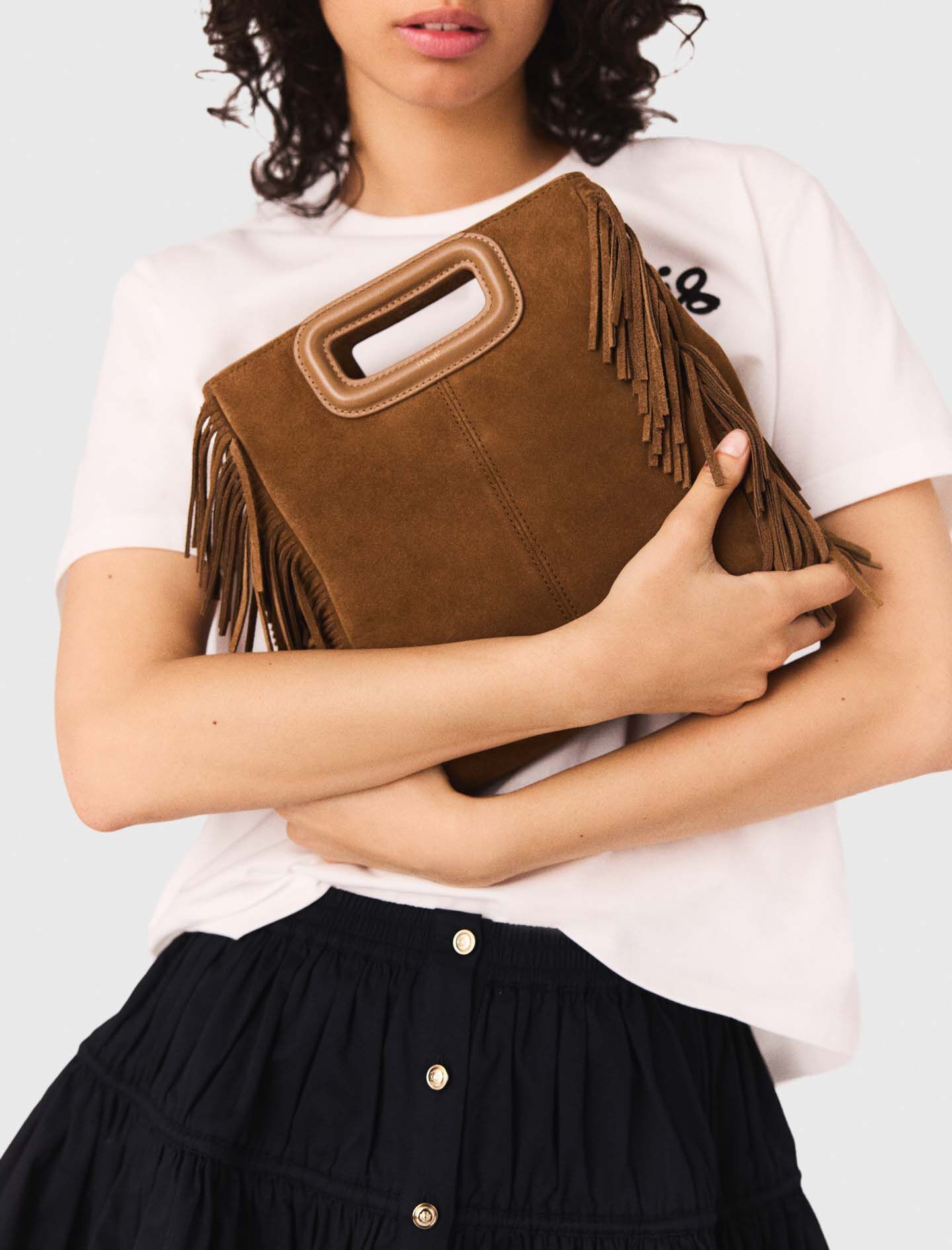 MAJE 売れ筋商品|||マージュ シャツ トップス レディース Shirts Azure Ruffled linen top Brown For Women | Maje