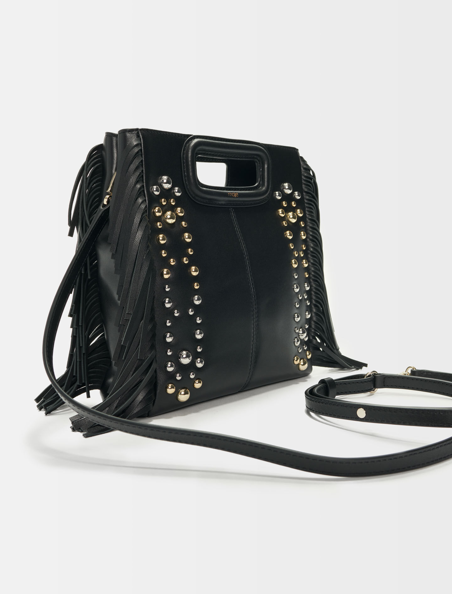 Leather M bag with studs