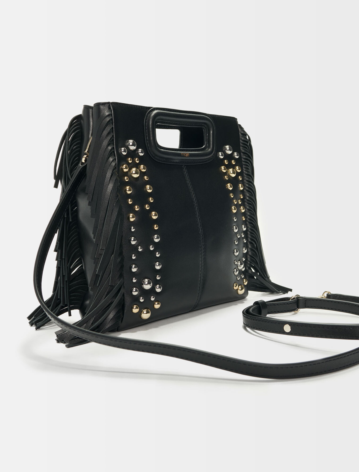 Leather M bag with studs