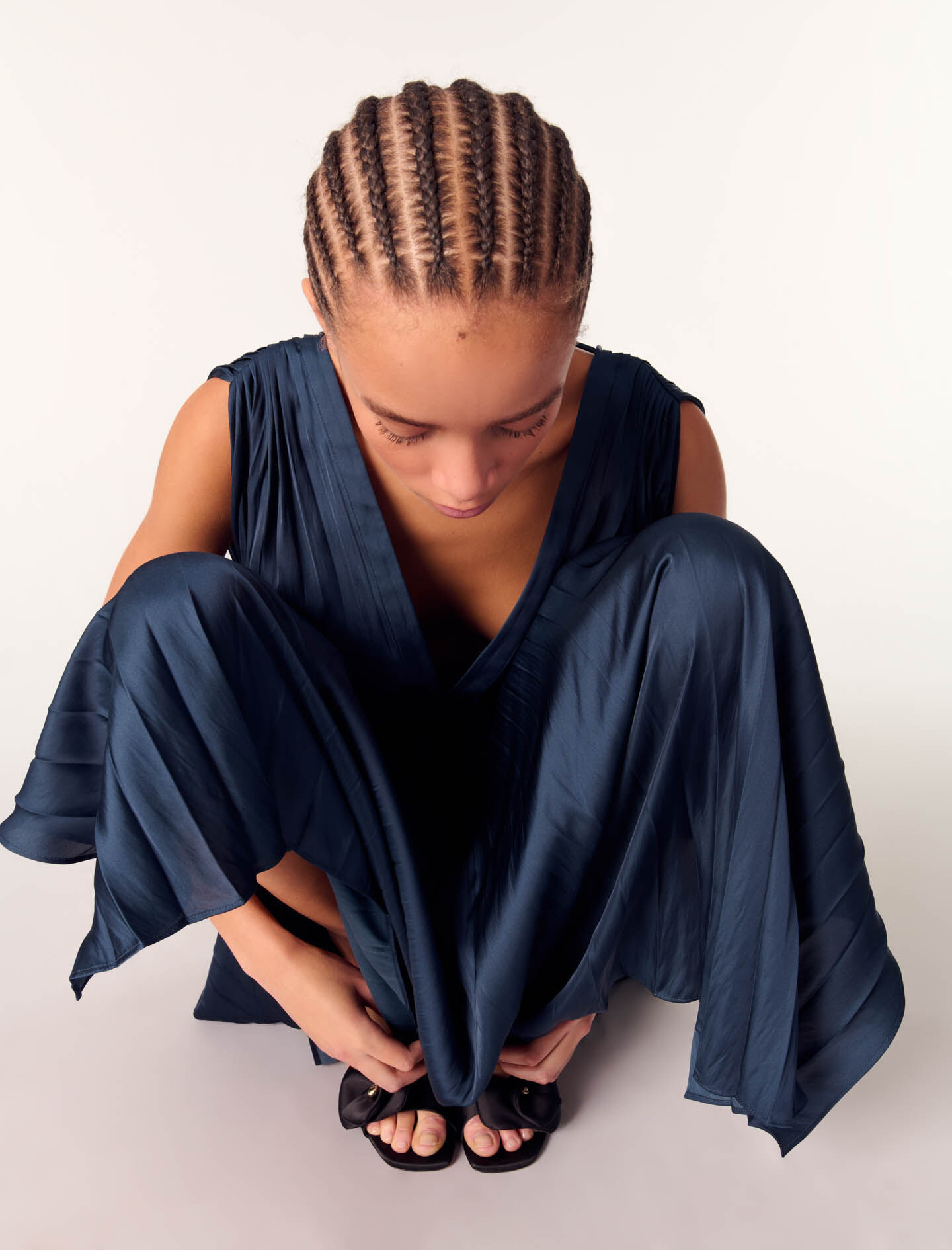 Pleated maxi dress Blue For Women | Maje
