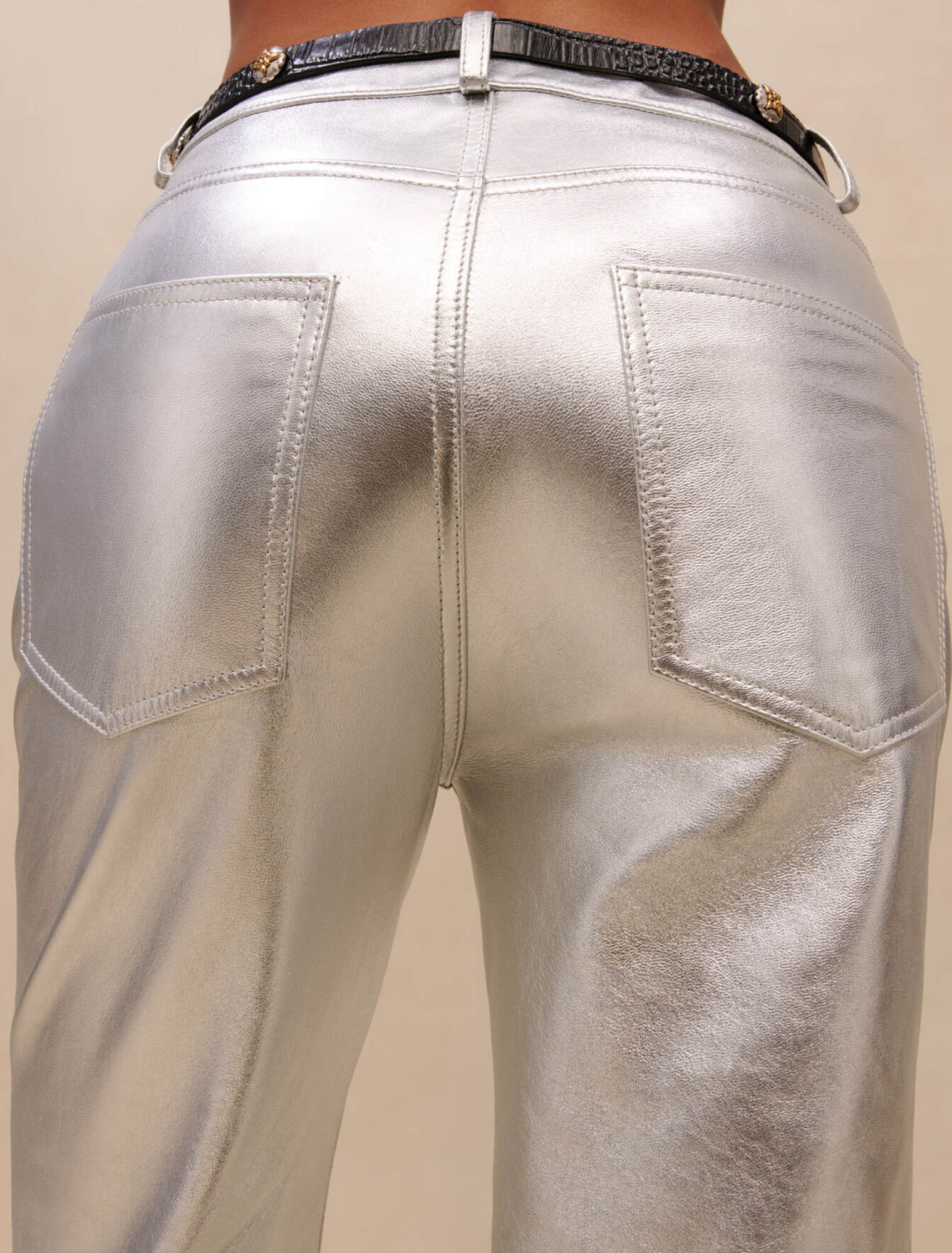 Silver leather trousers