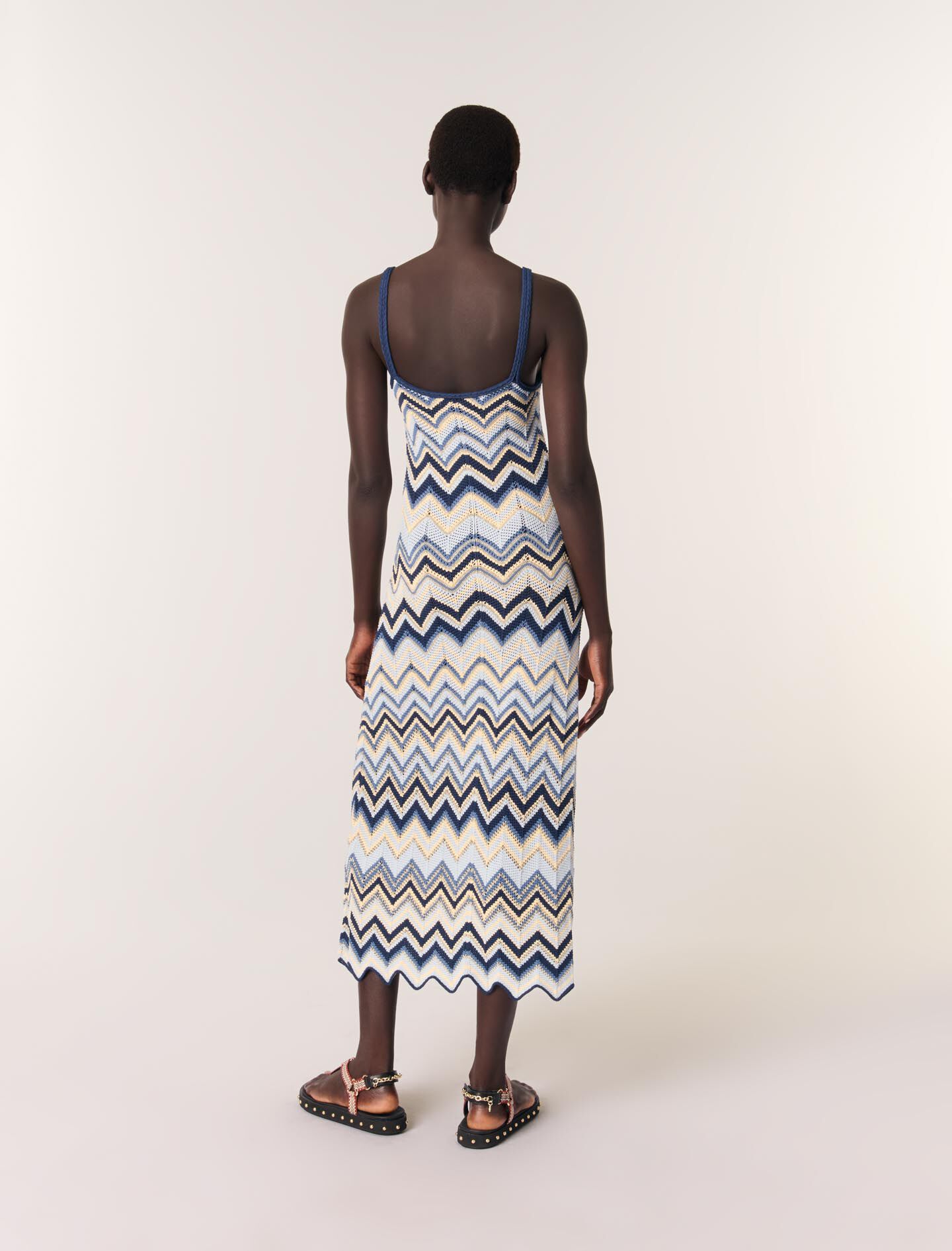 Crochet-knit maxi dress Blue For Women | Maje