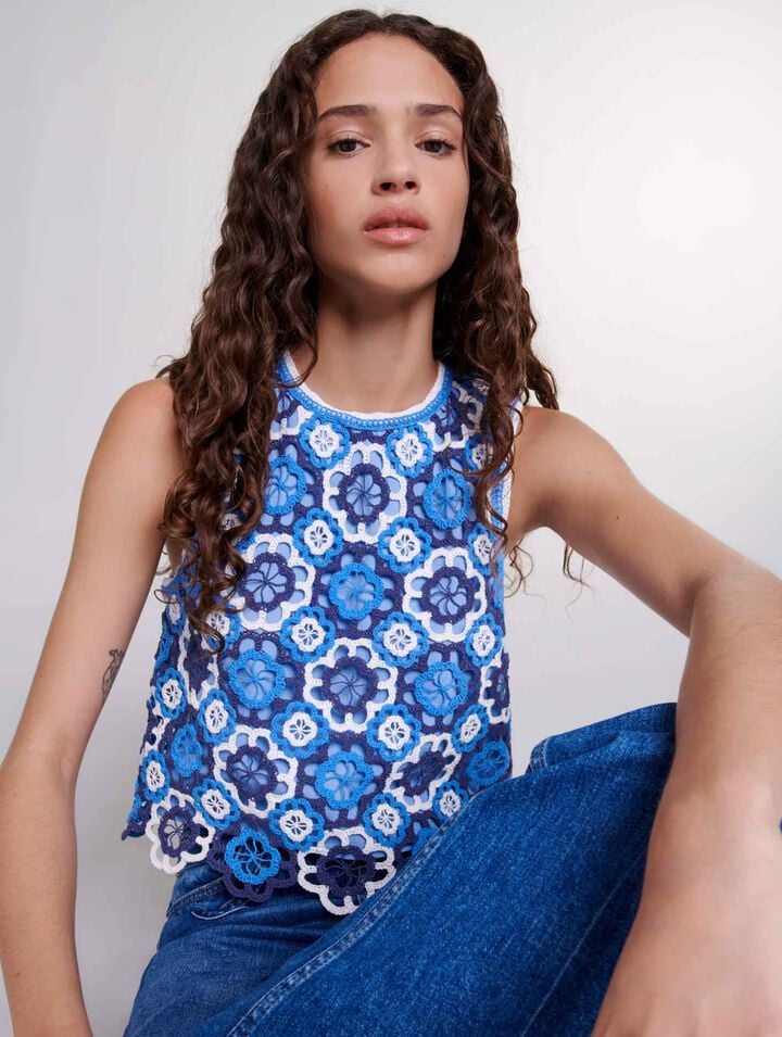 Three-tone crochet top