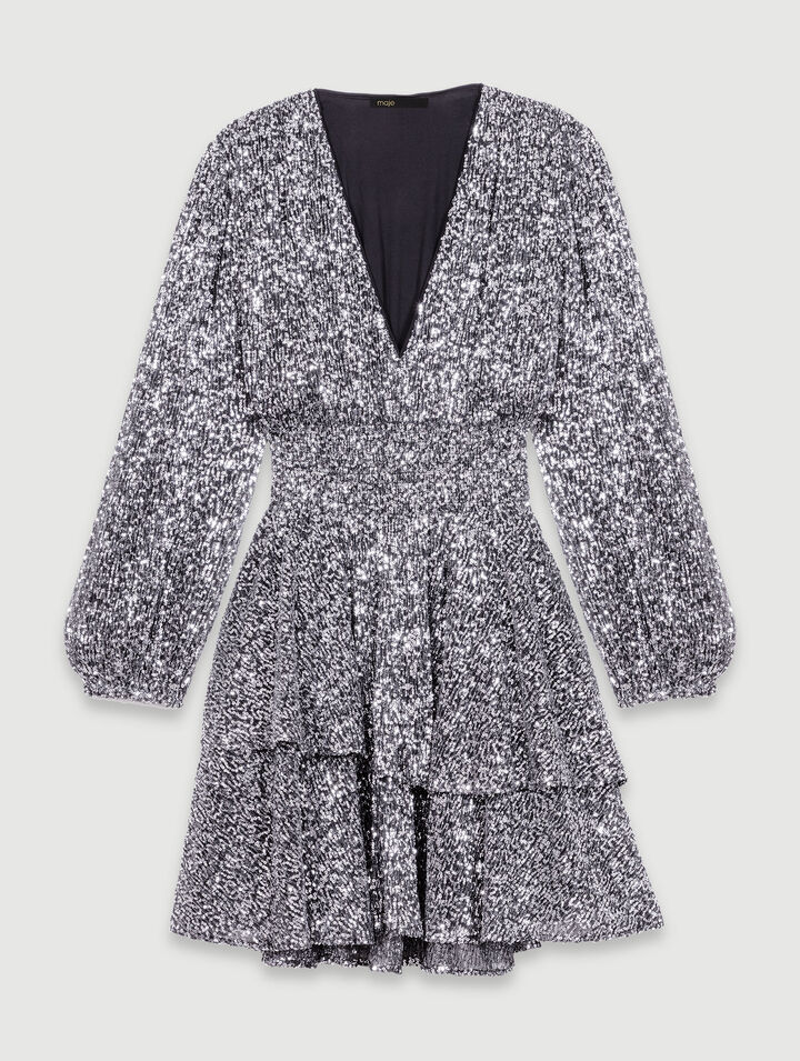 Short ruffled sequinned dress