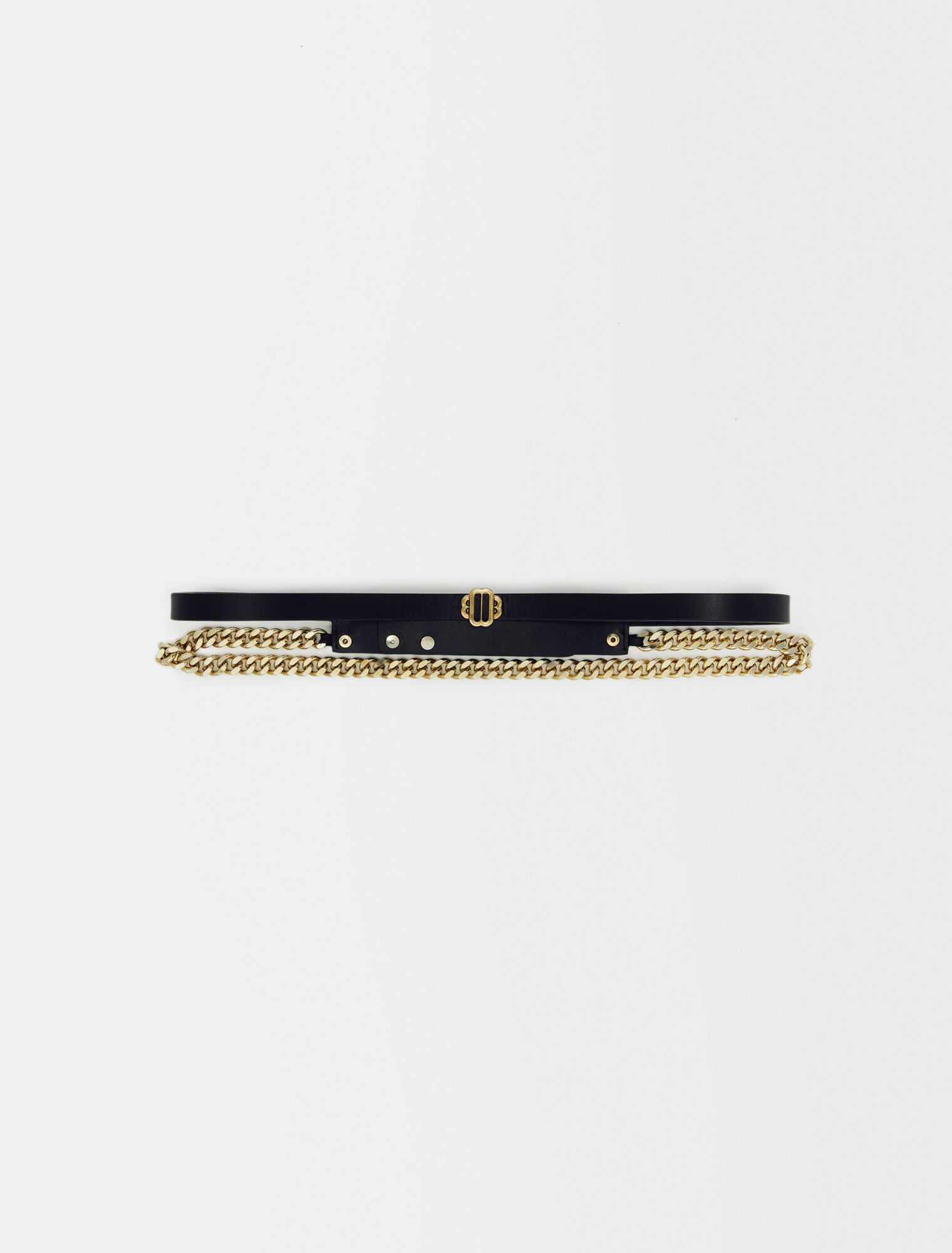 Leather and chain double belt