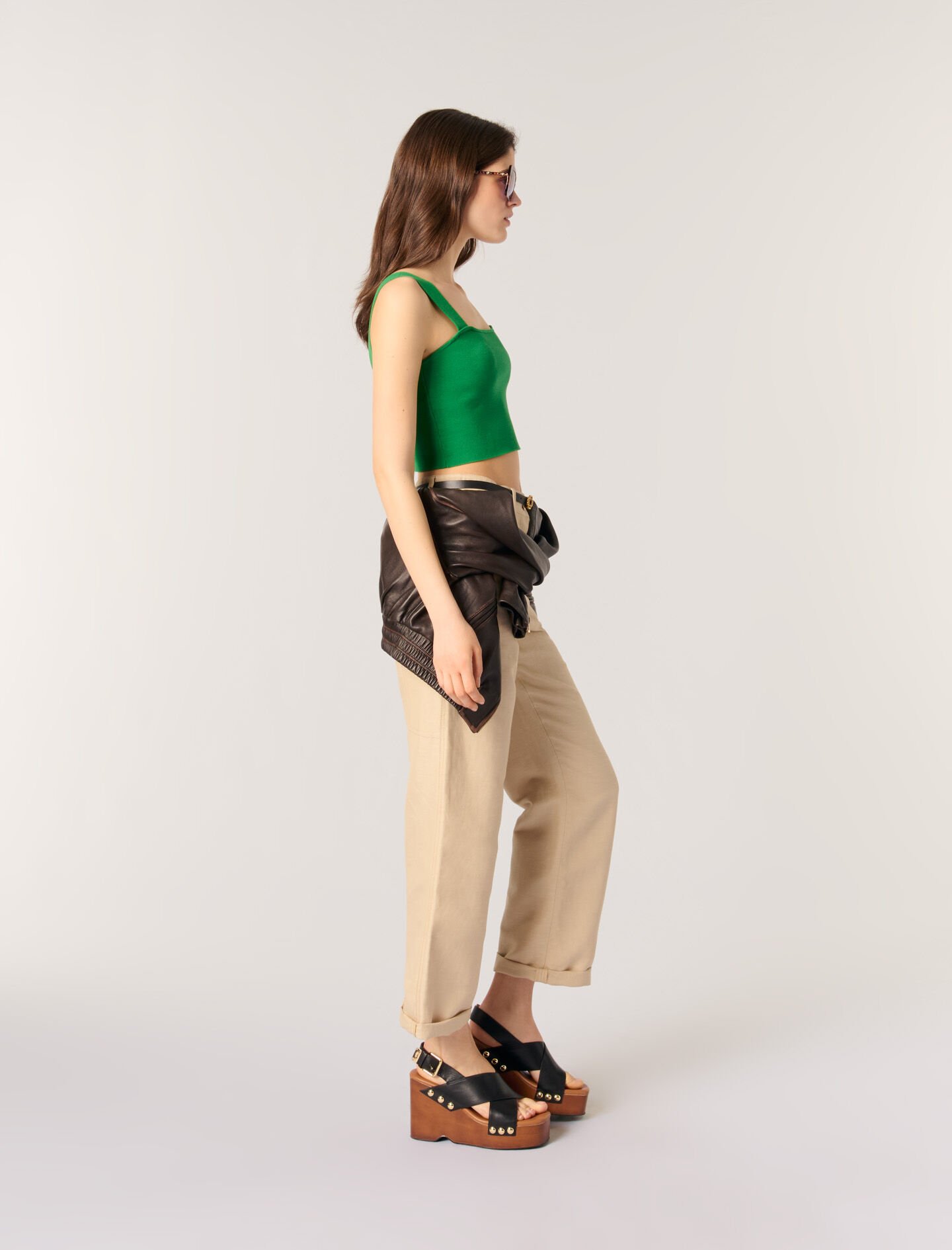 MAJE 売れ筋商品|||マージュ Tシャツ トップス レディース T-shirts Green Palm crystal T-shirt Green for Women | Maje