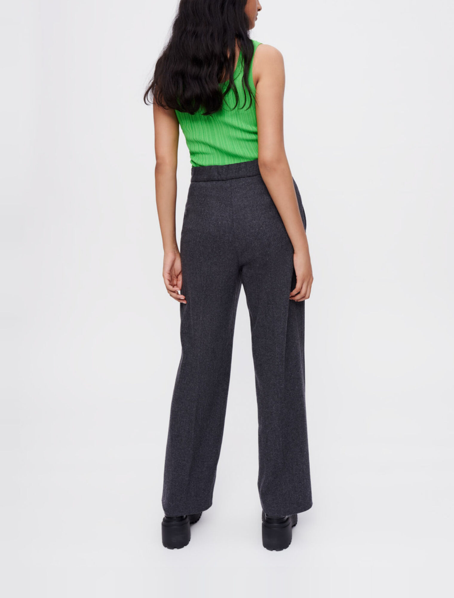 Grey flannel wide-leg pants