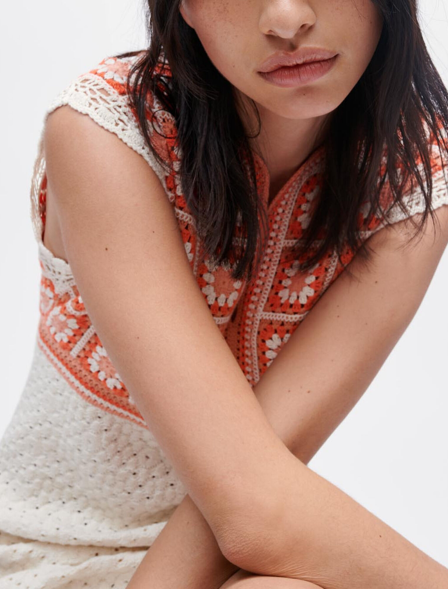 Two-colour crochet dress