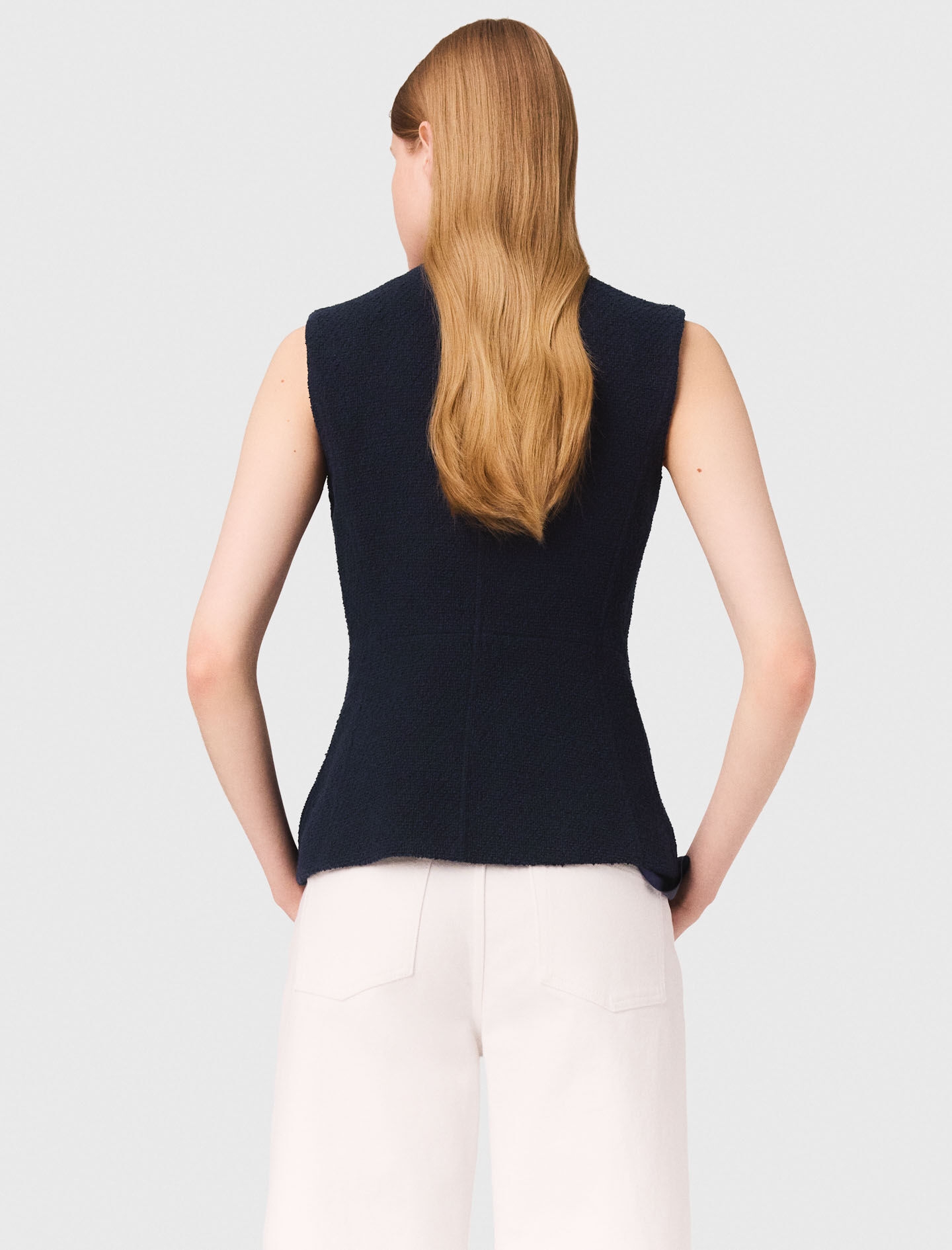 Long sleeveless tweed jacket Blue For Women | Maje