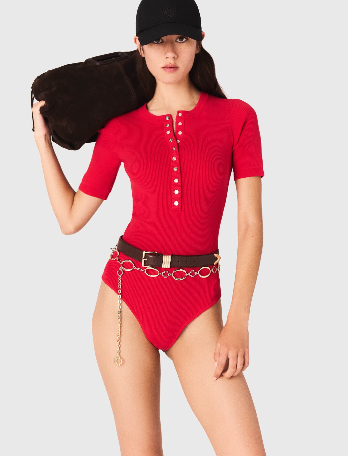miies miim THUMBHOLE RIB KNIT（red） miies miim THUMBHOLE RIB KNIT（red）（POSSUM & MERINO
