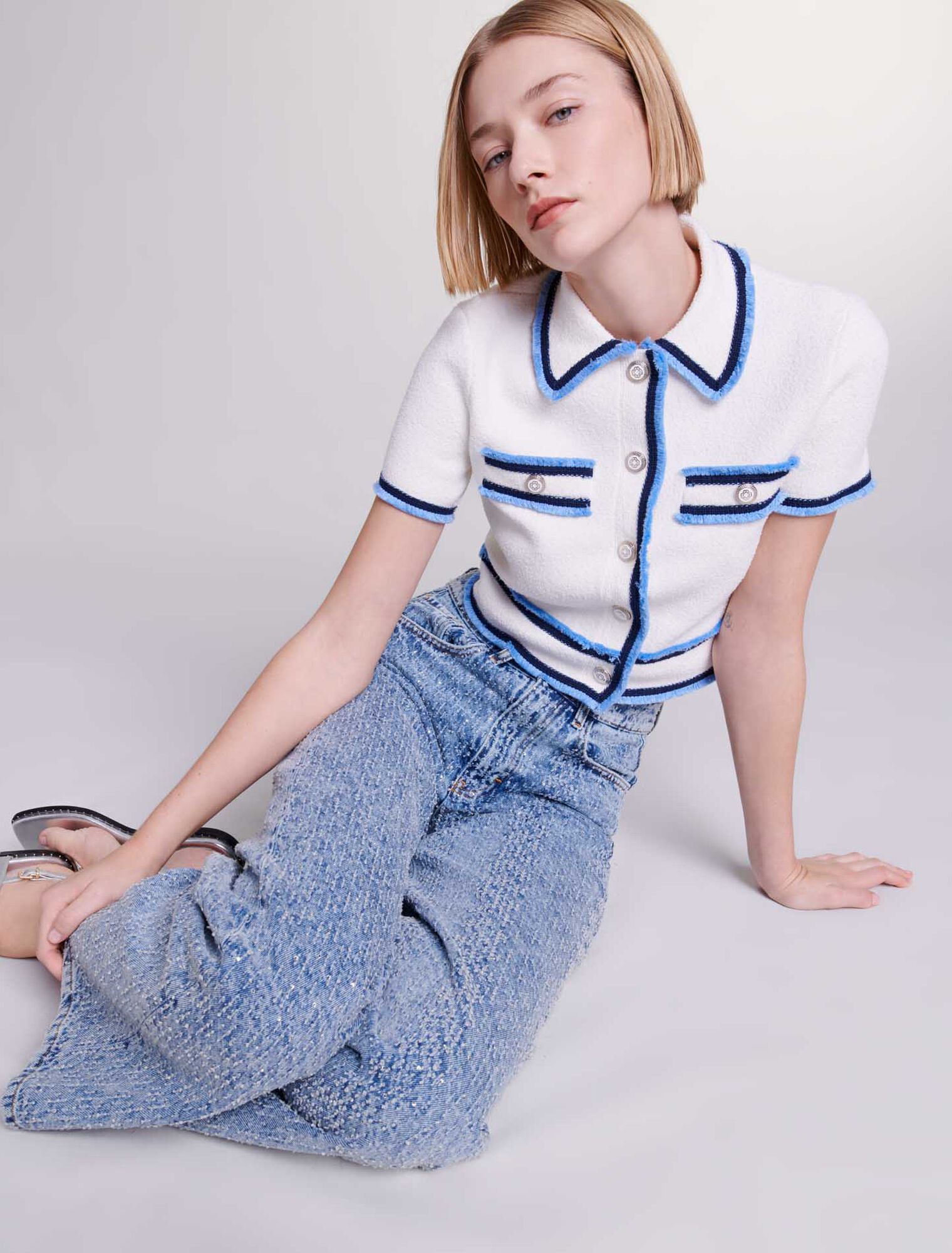 Terry knit cardigan