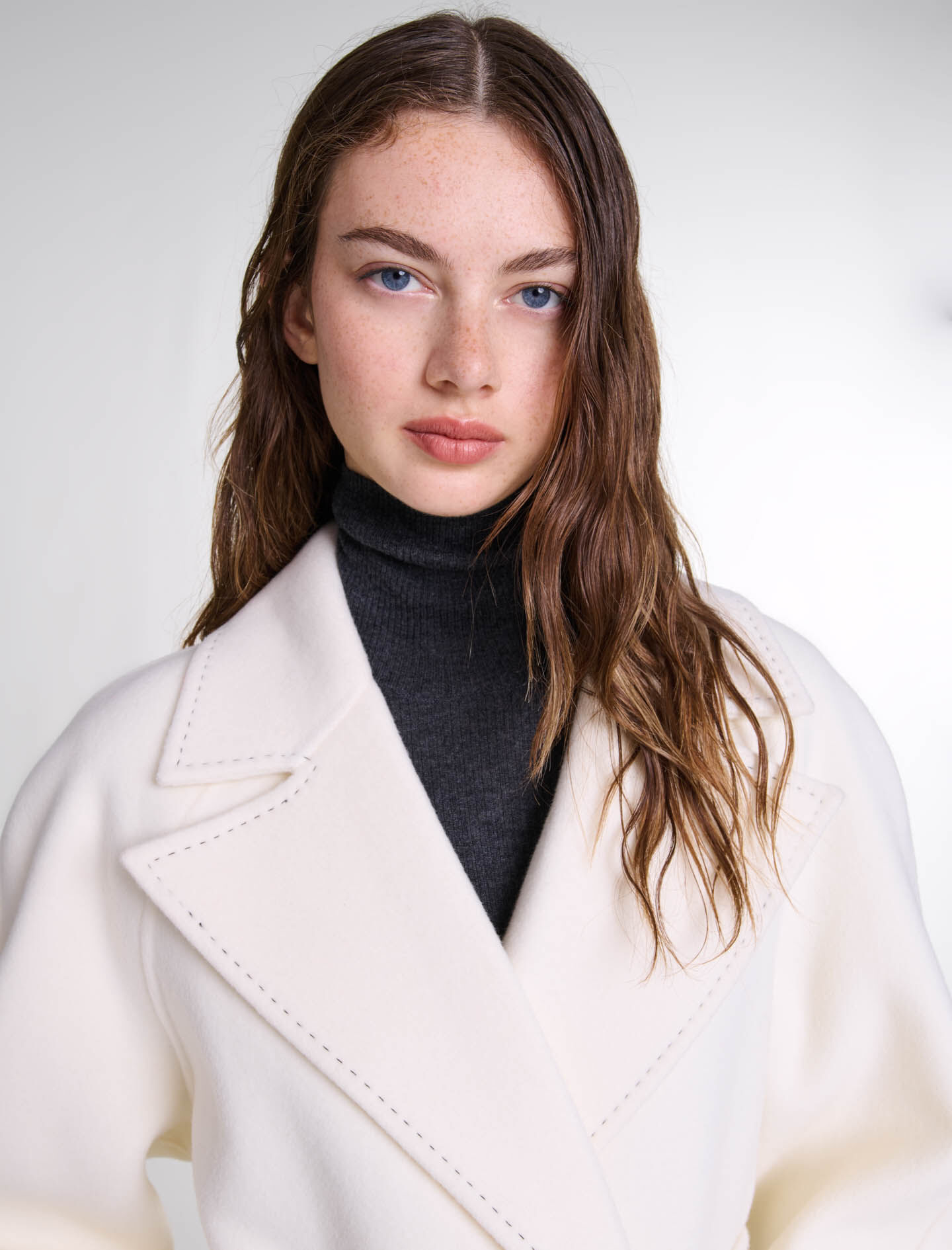 Double-faced mid-length coat White For Women | Maje