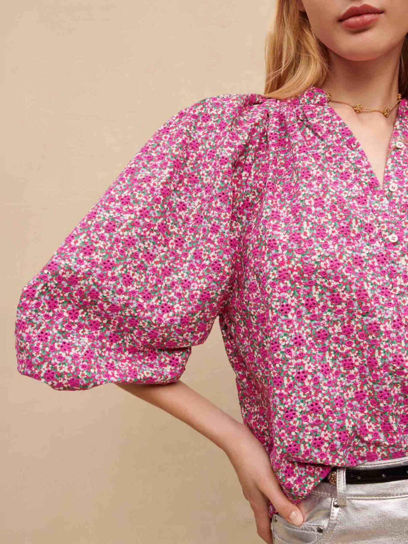 21SS Flower Hand-Printed Tucked Dress ワンピース マキシ丈
