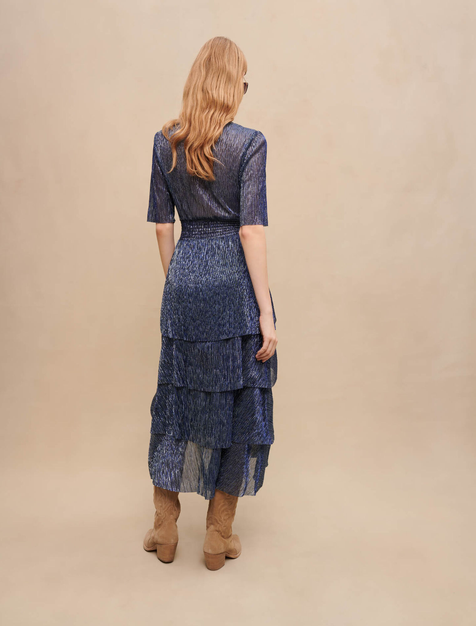 Stretch lurex ruffle dress