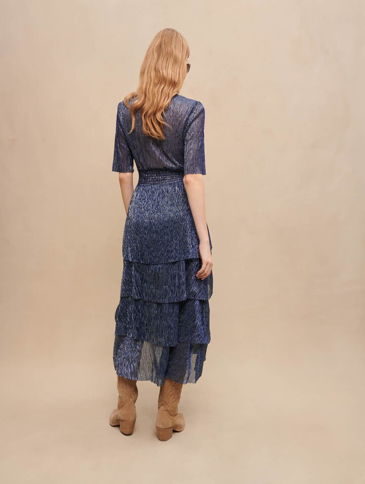 Stretch lurex ruffle dress