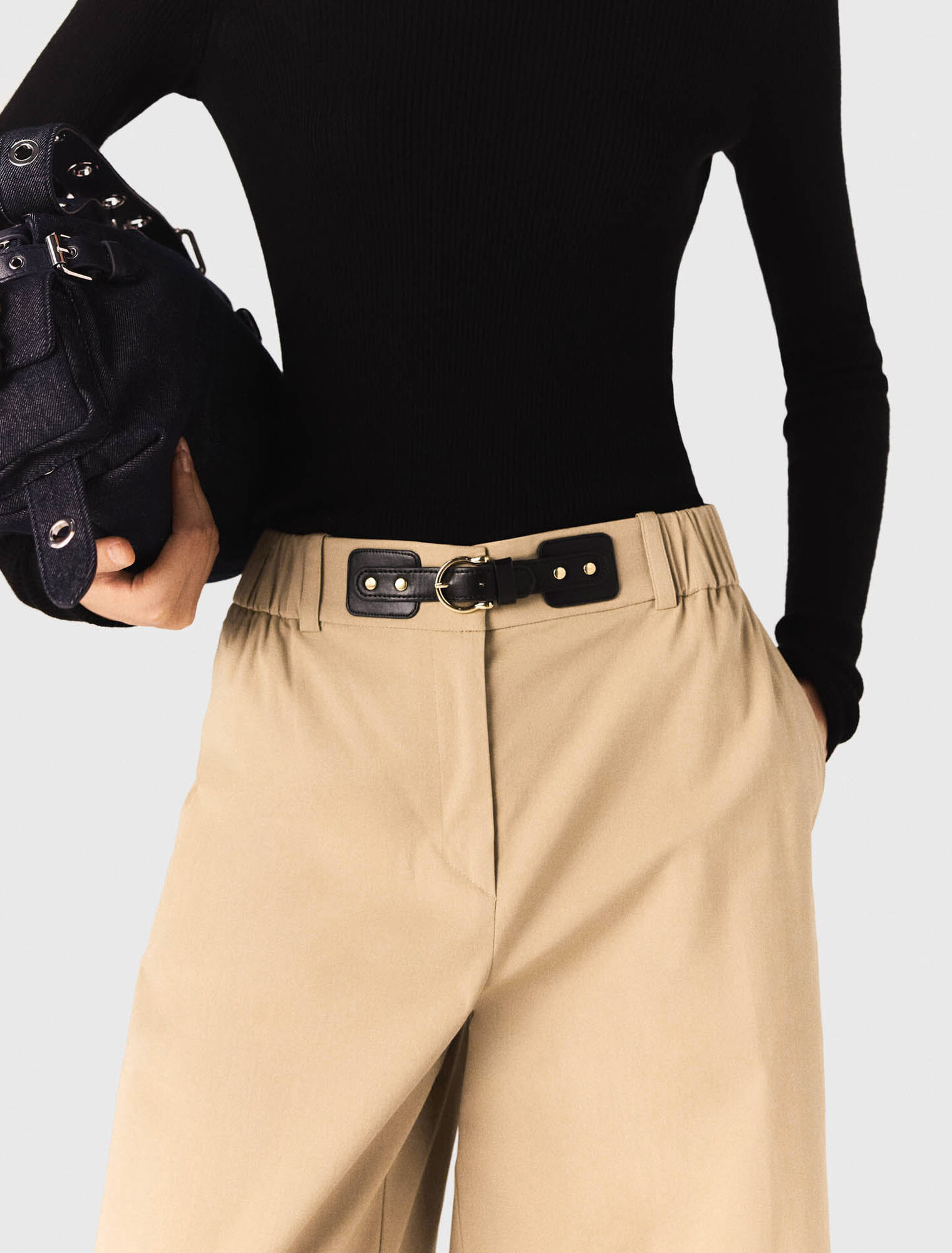 Wide-leg cotton pants