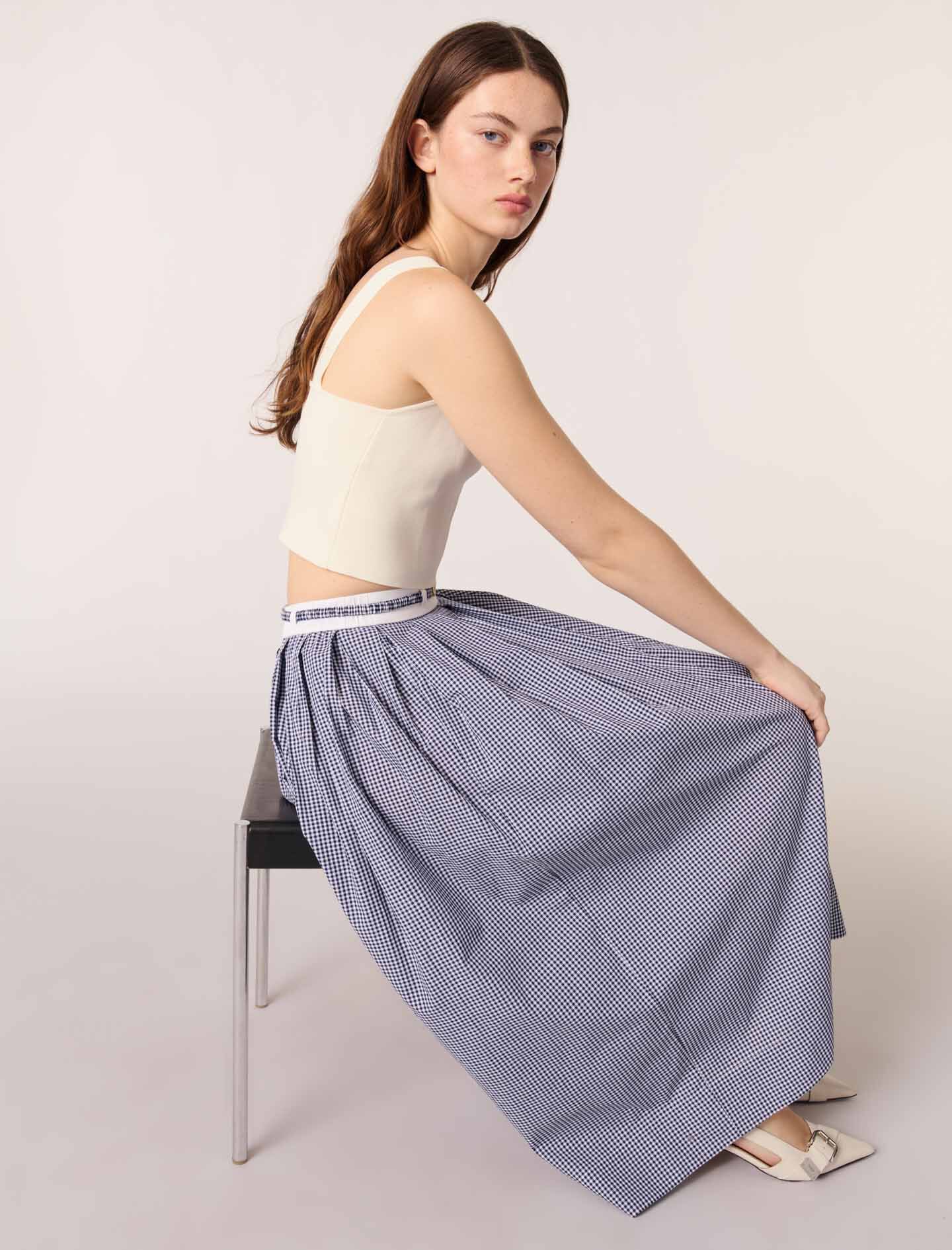 マメMulti Plaid Geometric Cropped Knit Top mame（マメ）の「Multi Plaid Geometric Knit Top（ニット