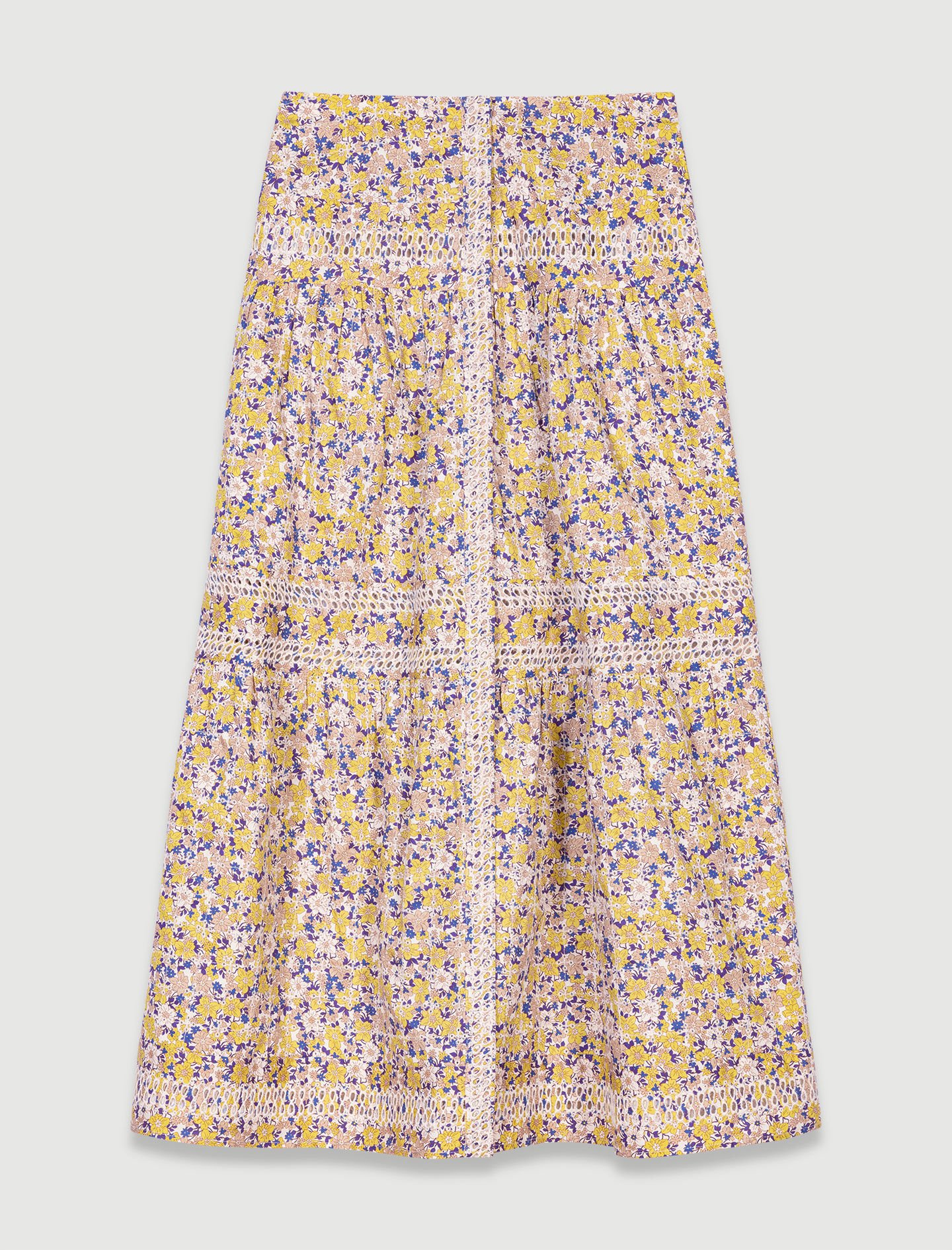 Long floral embroidered skirt