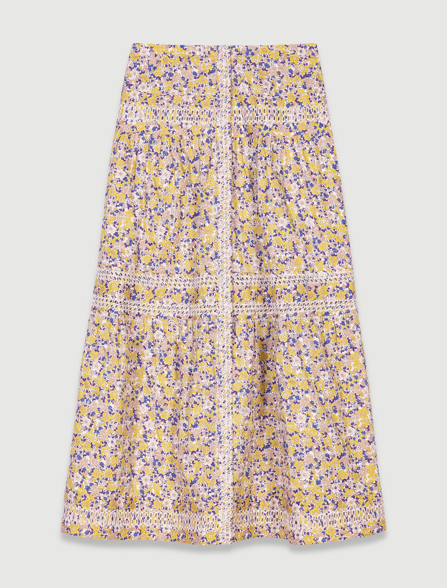Long floral embroidered skirt