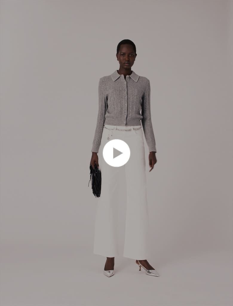 Rhinestone collar cardigan Black / Gray For Women | Maje