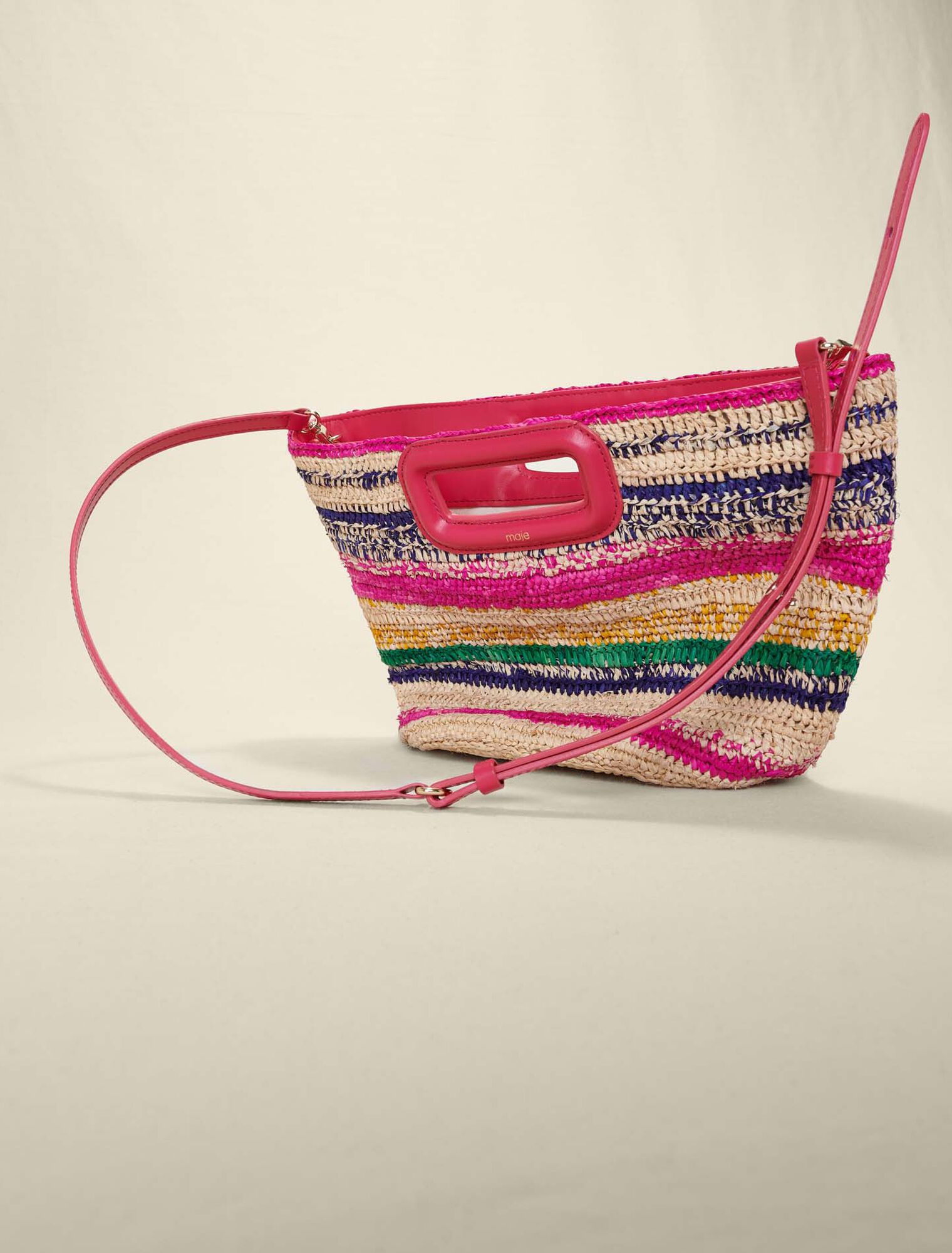 Mini striped raffia basket