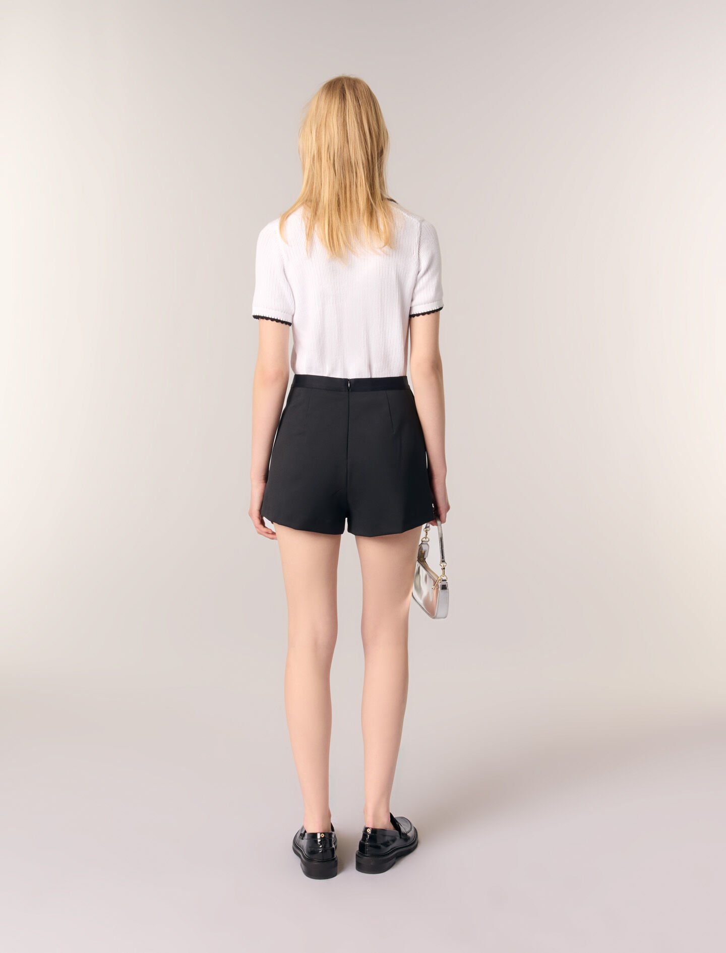 Straight-fit pleated shorts Black / Gray For Women | Maje