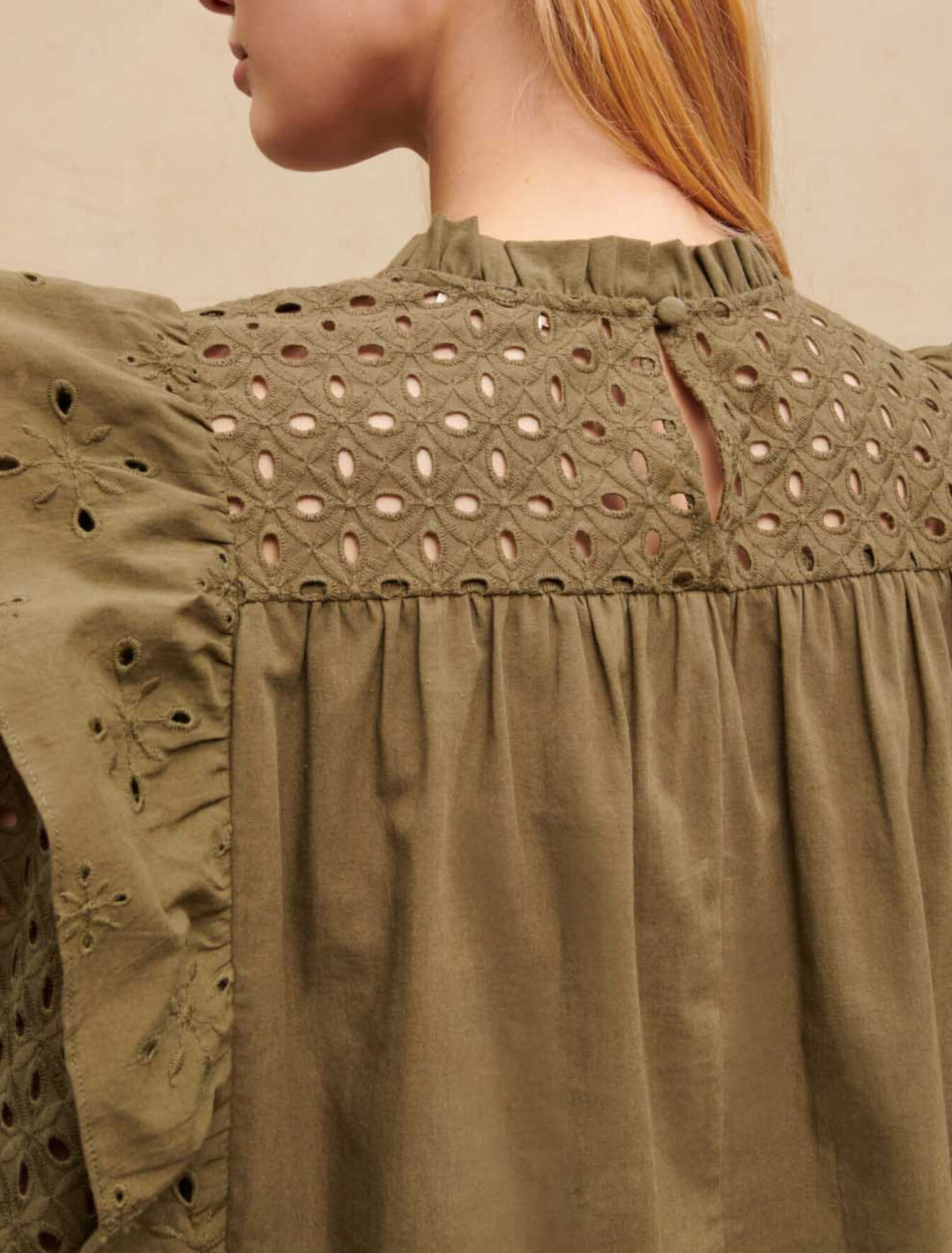 Embroidered cotton top with ruffles