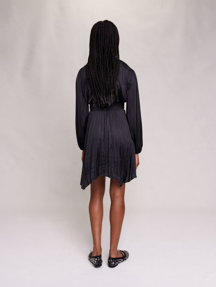 Short satin draped dress