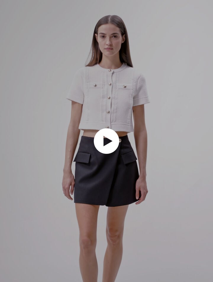 Asymmetric wrap skirt