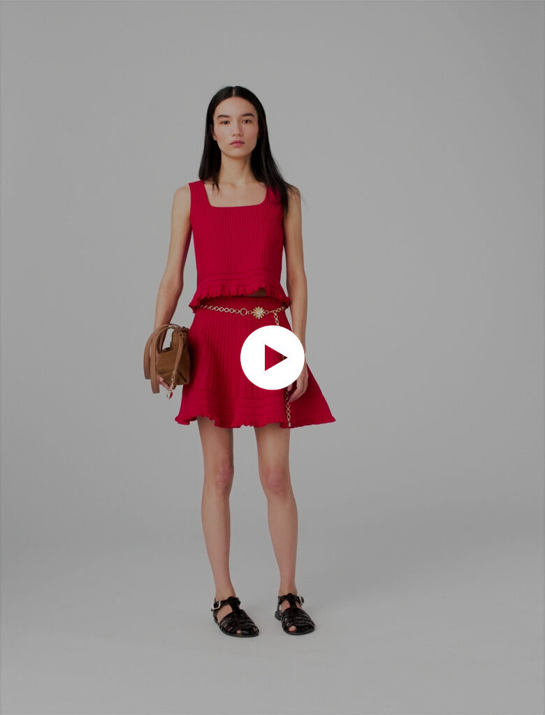 Ruffled knit top Red For Women | Maje