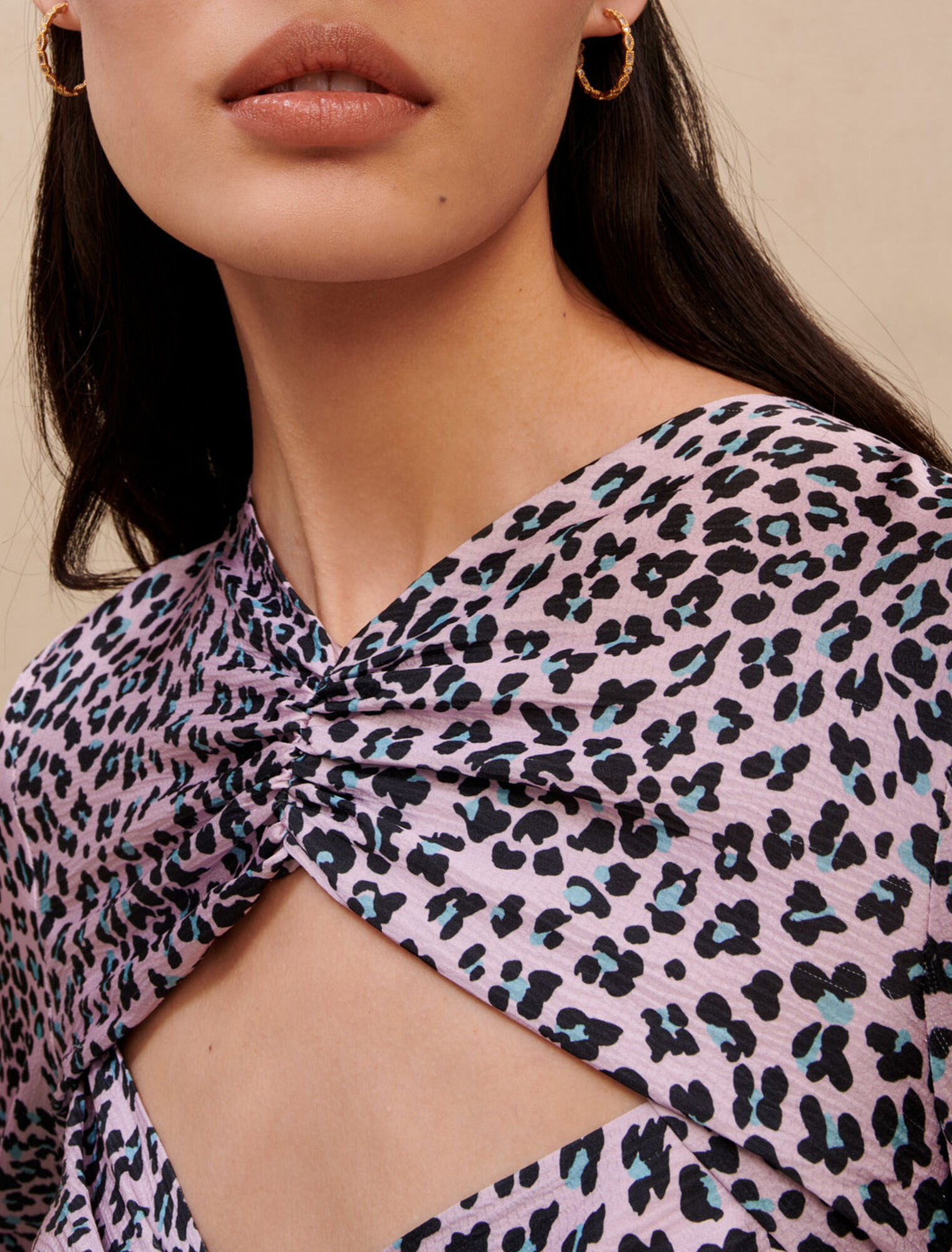 Long satiny cut-out dress